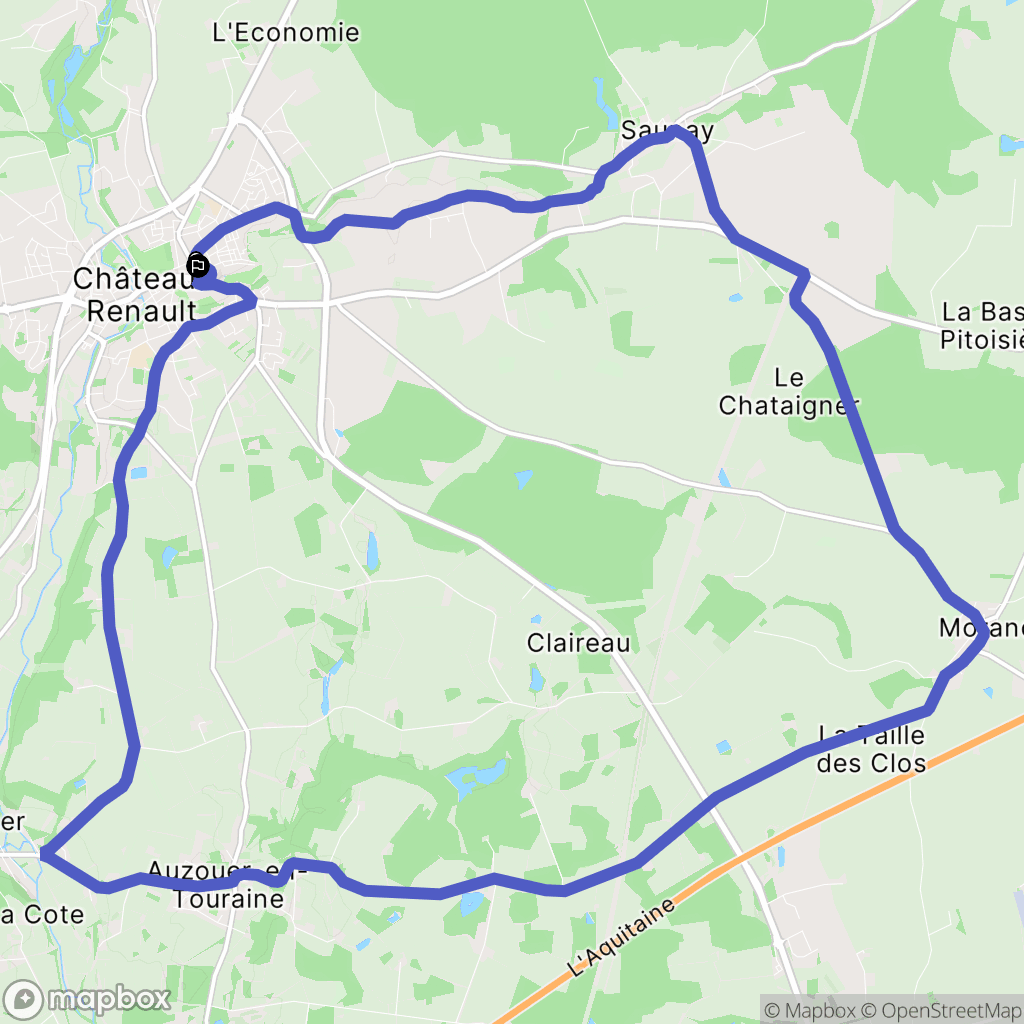 Château-Renault : carte du parcours de randonnée - France