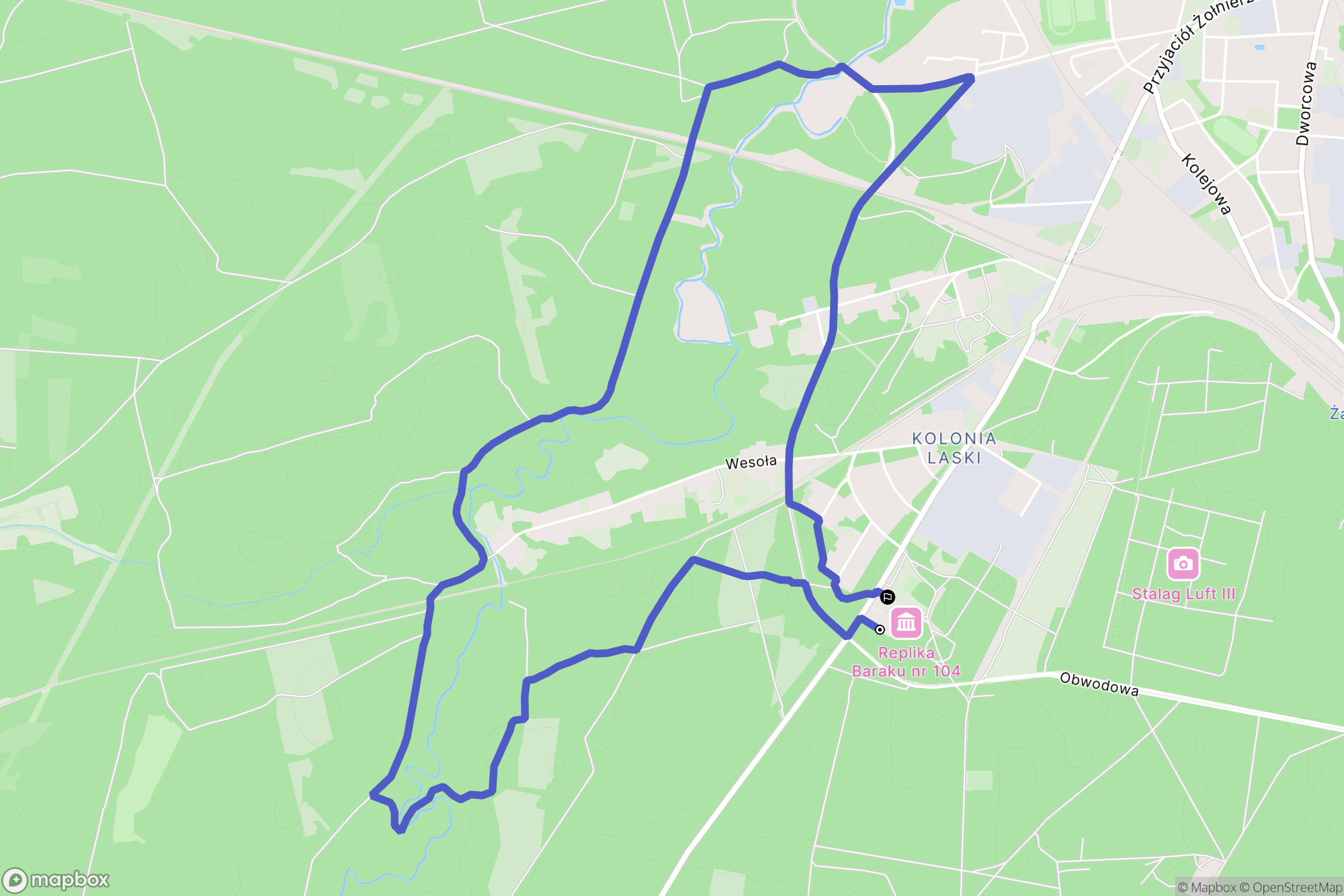 Żagań: mapa trasy - Poland