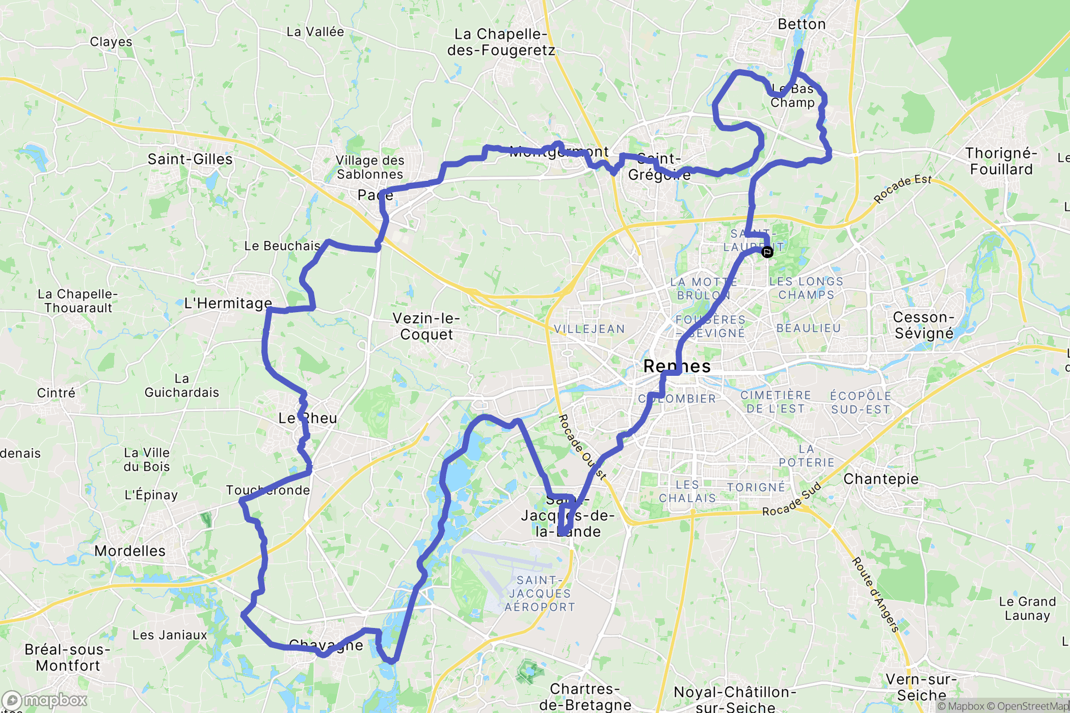 Rennes : carte du parcours de randonnée - France