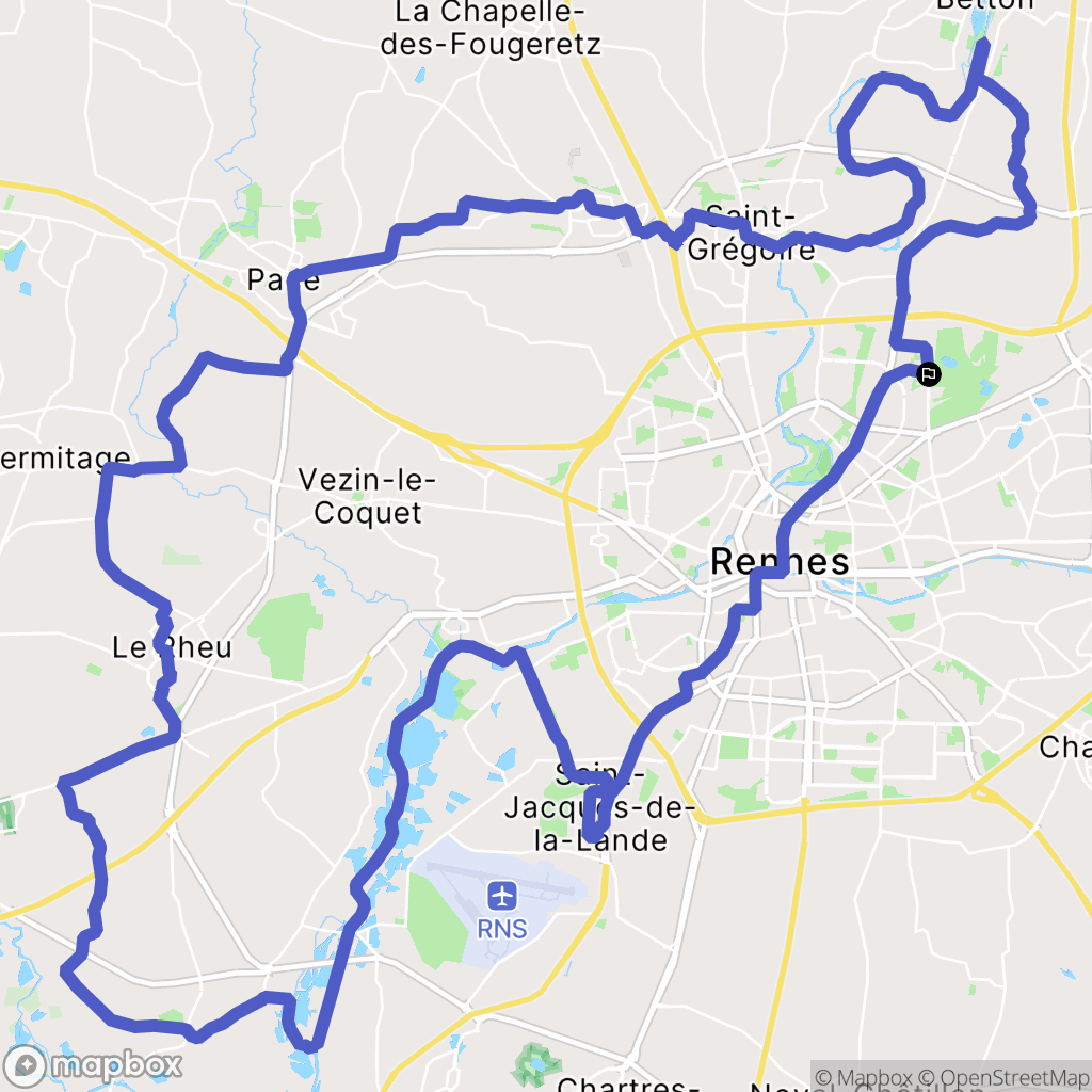 Rennes : carte du parcours de randonnée - France