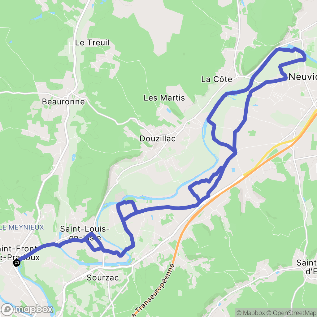 Saint-Front-de-Pradoux : carte du parcours de randonnée - France