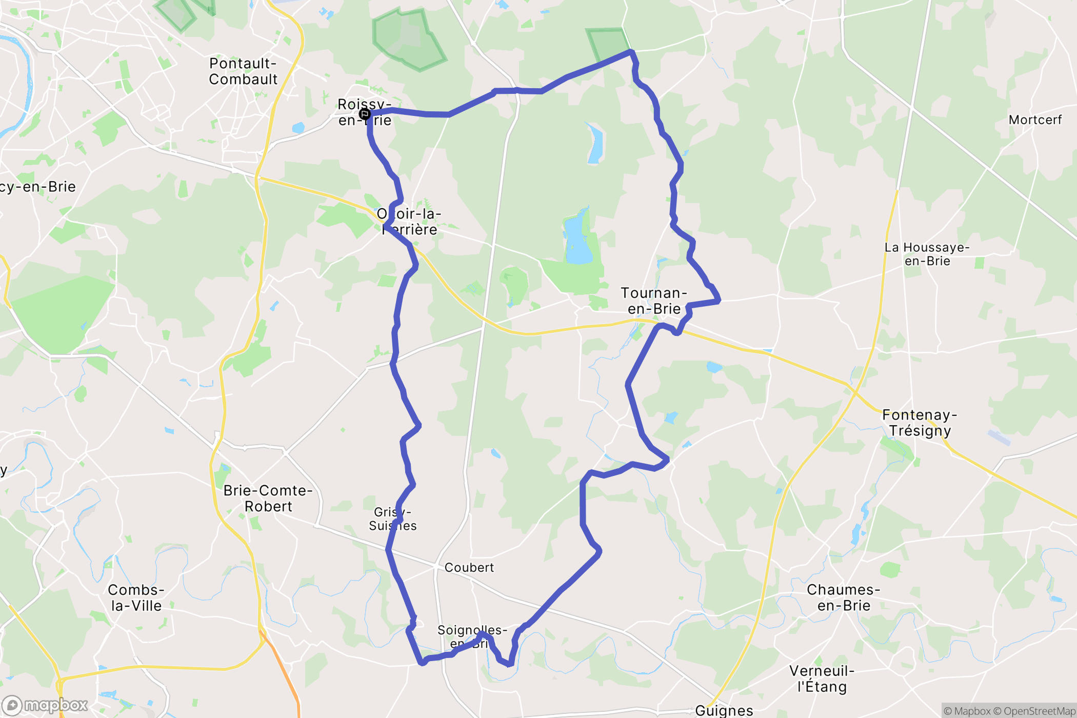 Roissy-en-Brie : carte du parcours de randonnée - France