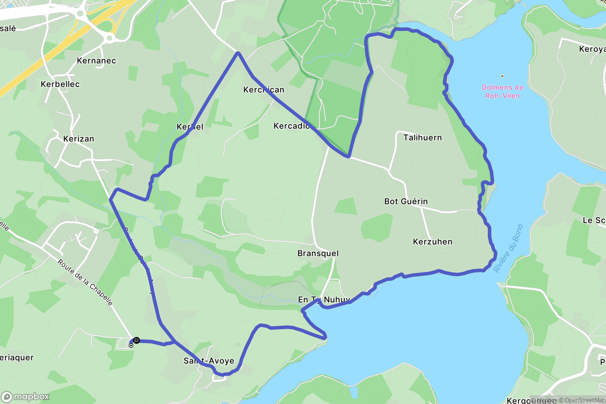 Pluneret : carte du parcours de randonnée - France