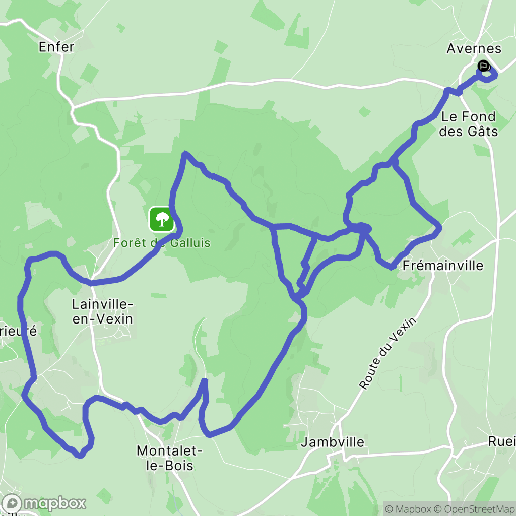 Avernes : carte du parcours de randonnée - France