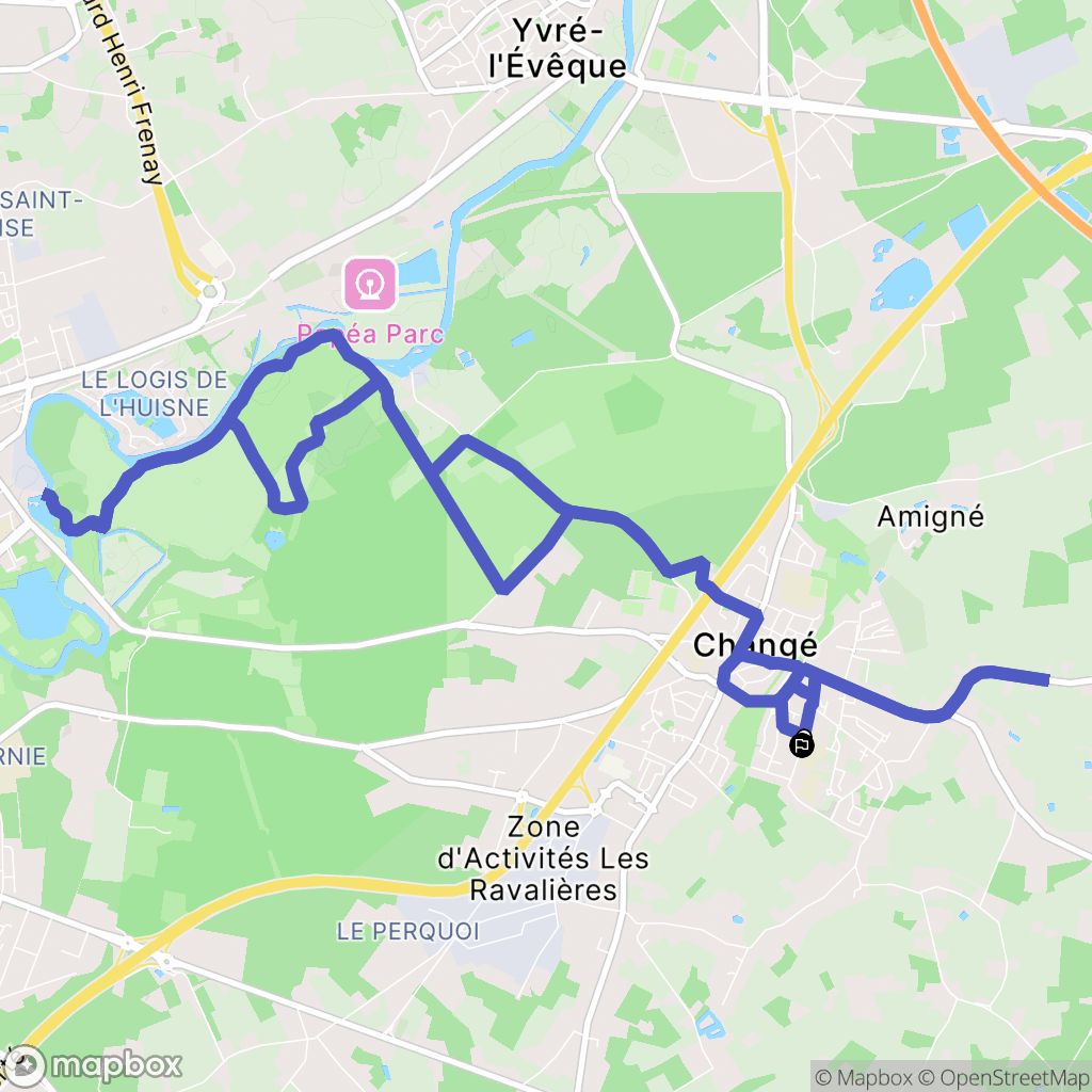 Changé : carte du parcours de randonnée - France