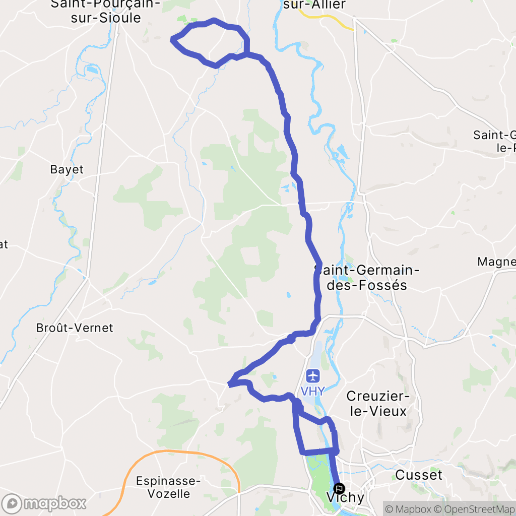 Vichy : carte du parcours de randonnée - France
