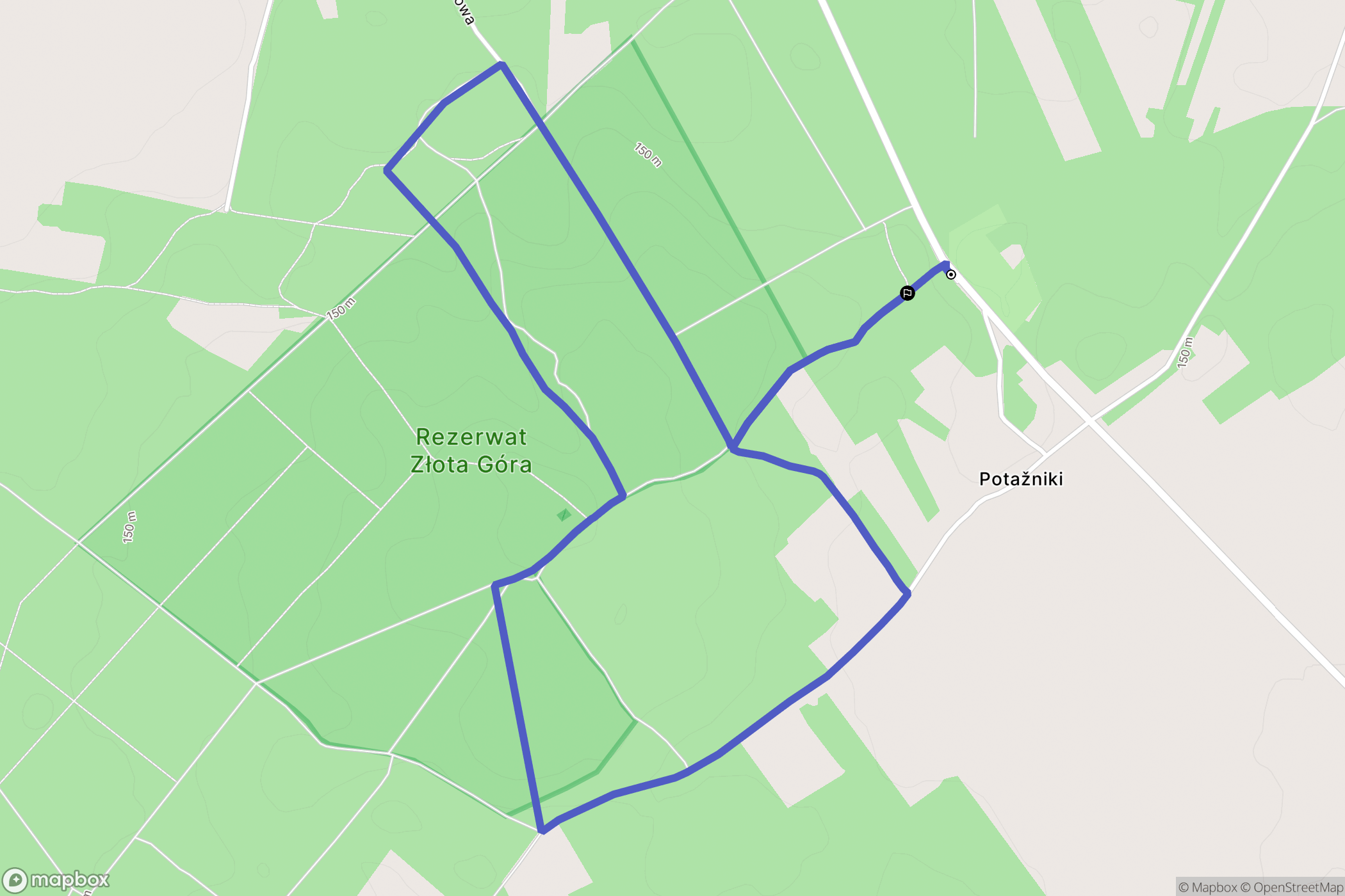 Potażniki: mapa trasy - Poland