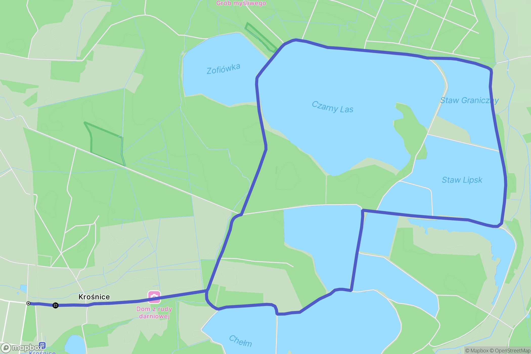 Krośnice: mapa trasy - Poland
