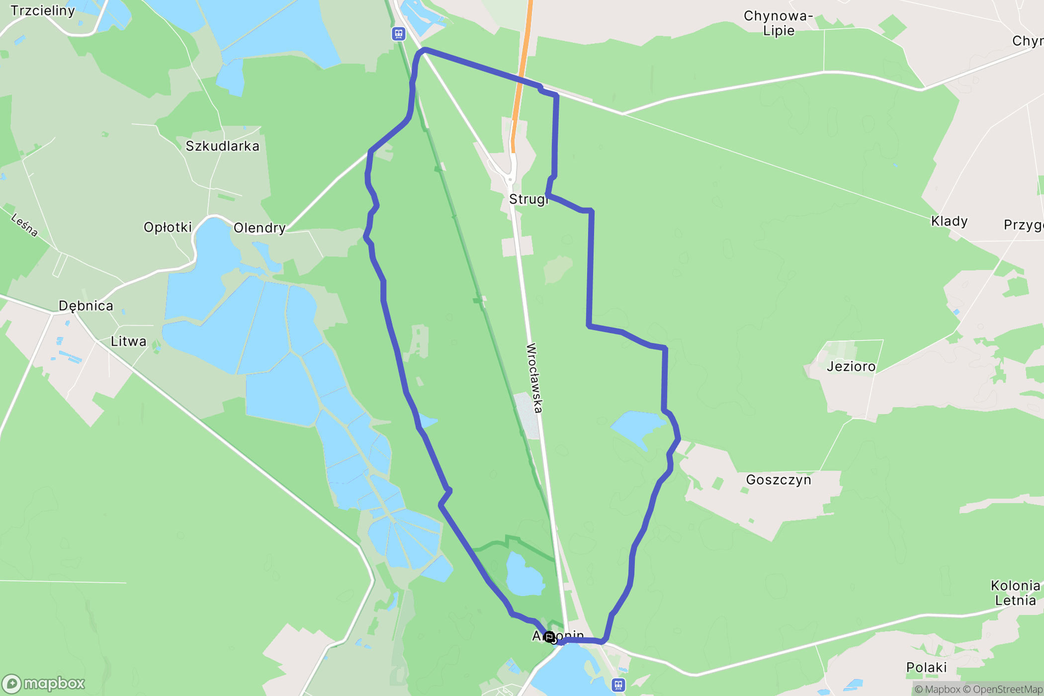 Antonin: mapa trasy - Poland
