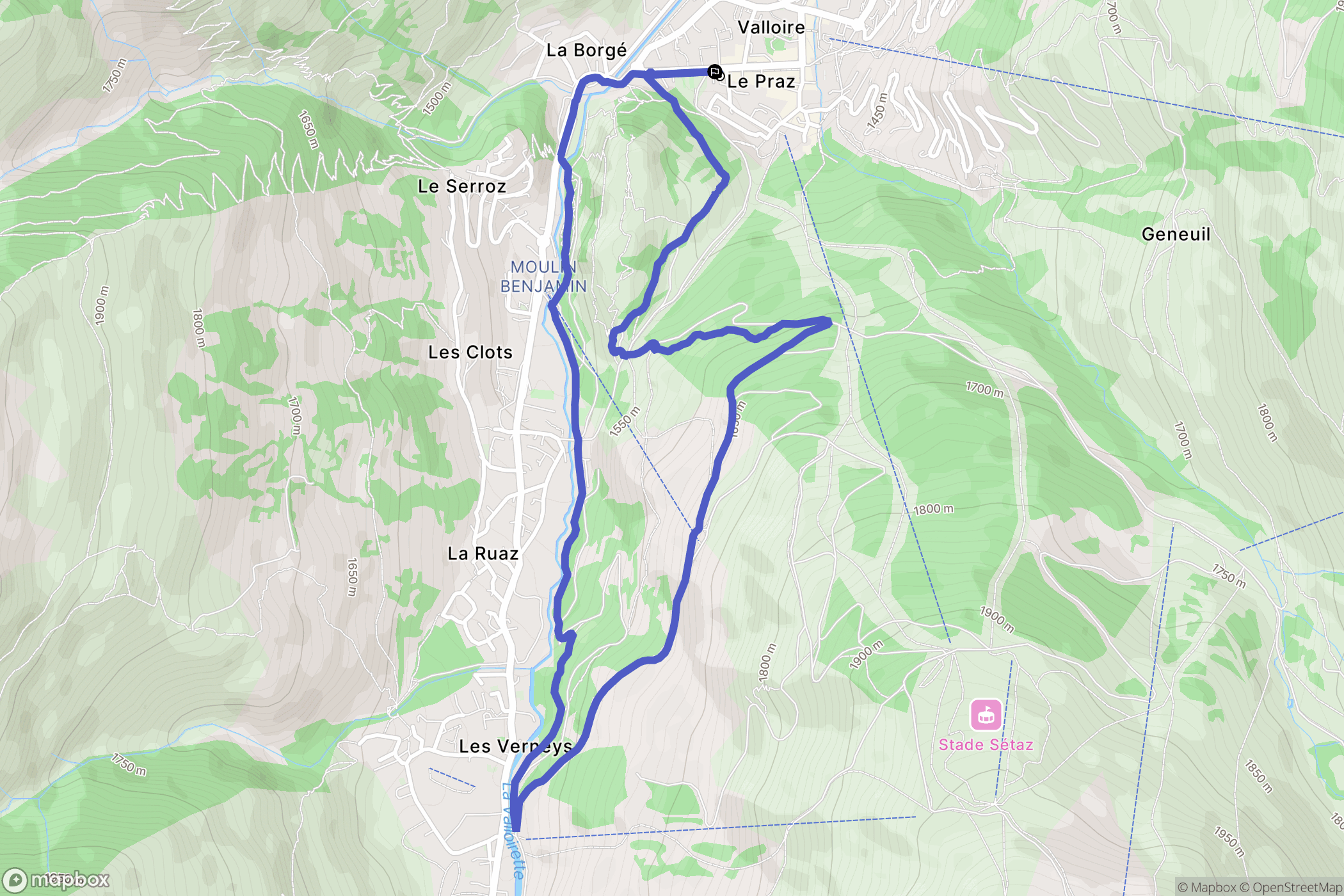 Valloire : carte du parcours de randonnée - France