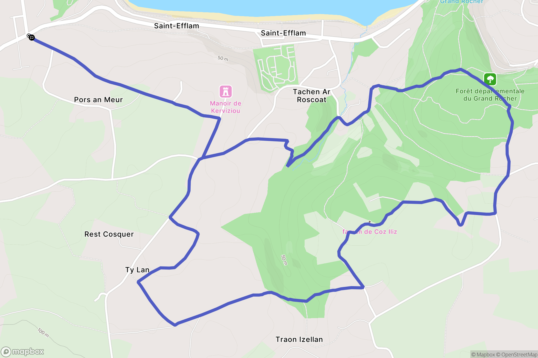 Plestin-les-Grèves : carte du parcours de randonnée - France