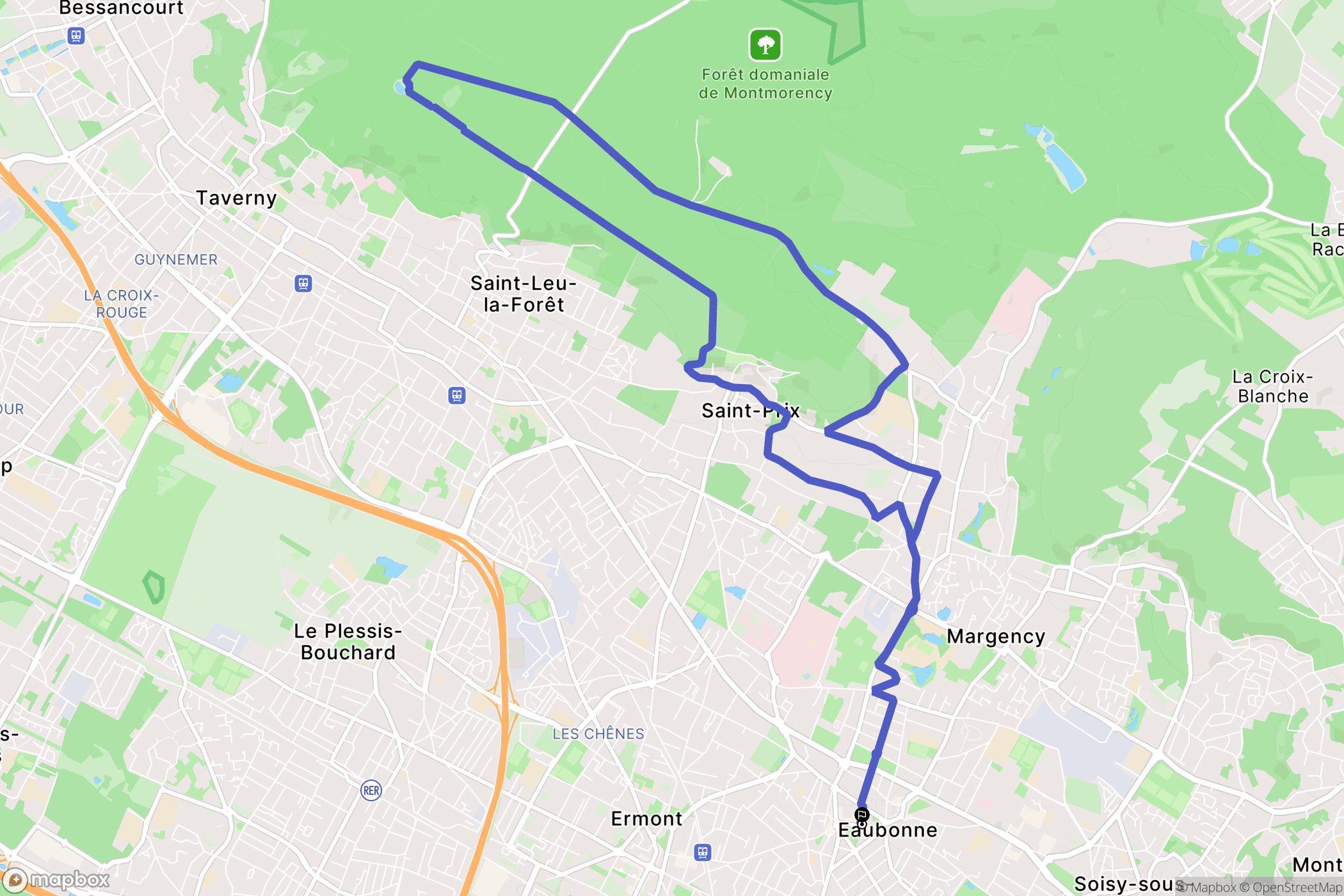 Eaubonne : carte du parcours de randonnée - France
