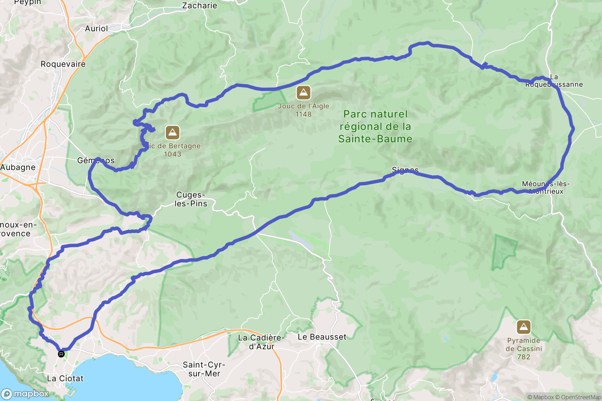 La Ciotat : carte du parcours de randonnée - France