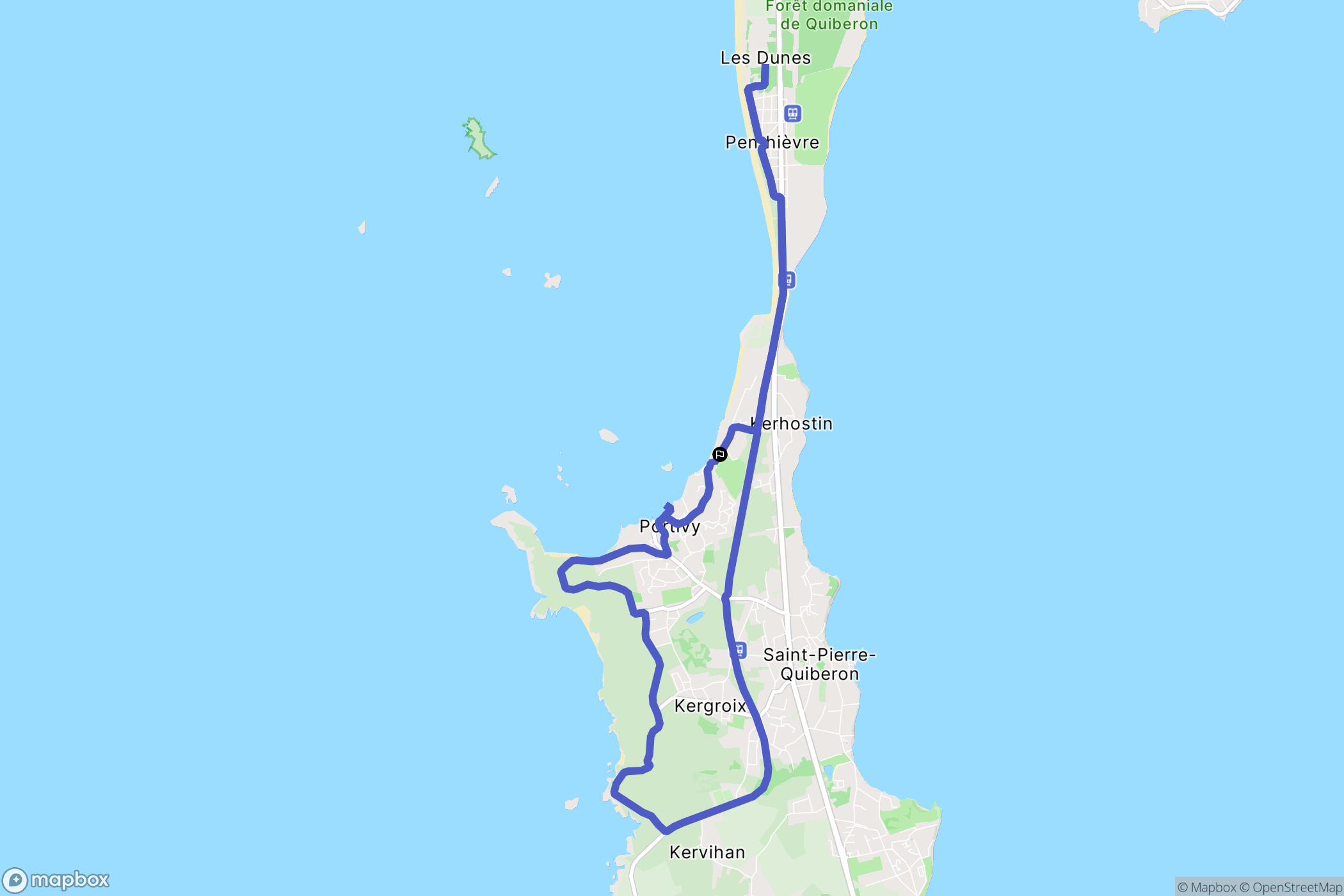 Saint-Pierre-Quiberon : carte du parcours de randonnée - France