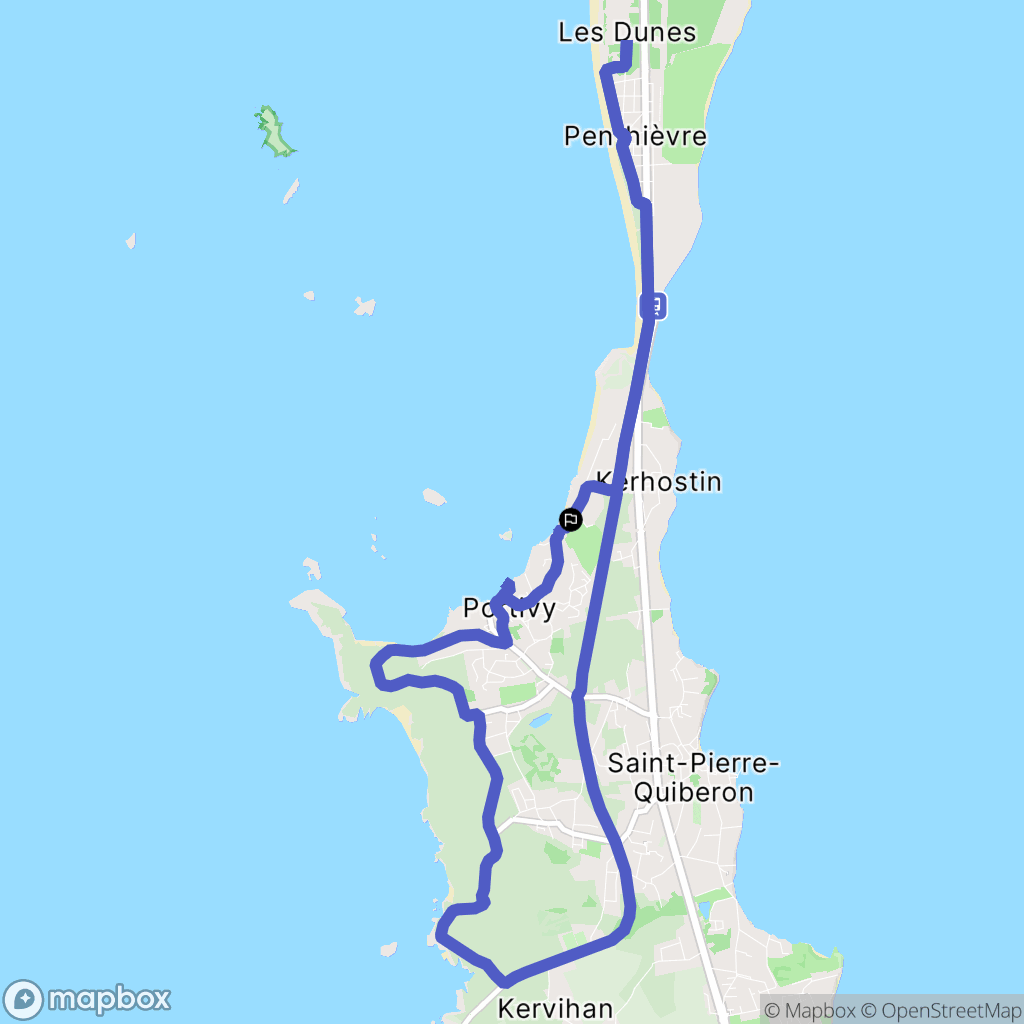 Saint-Pierre-Quiberon : carte du parcours de randonnée - France