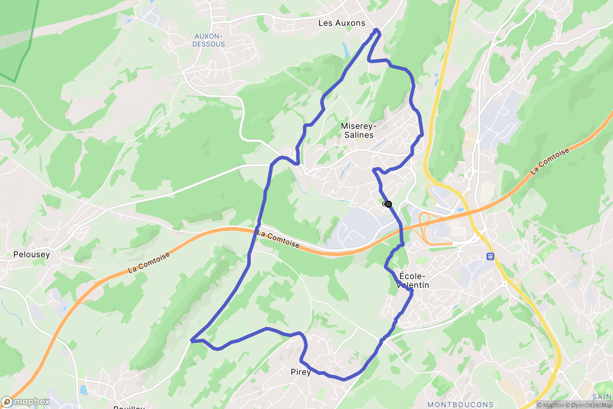 Miserey-Salines : carte du parcours de randonnée - France