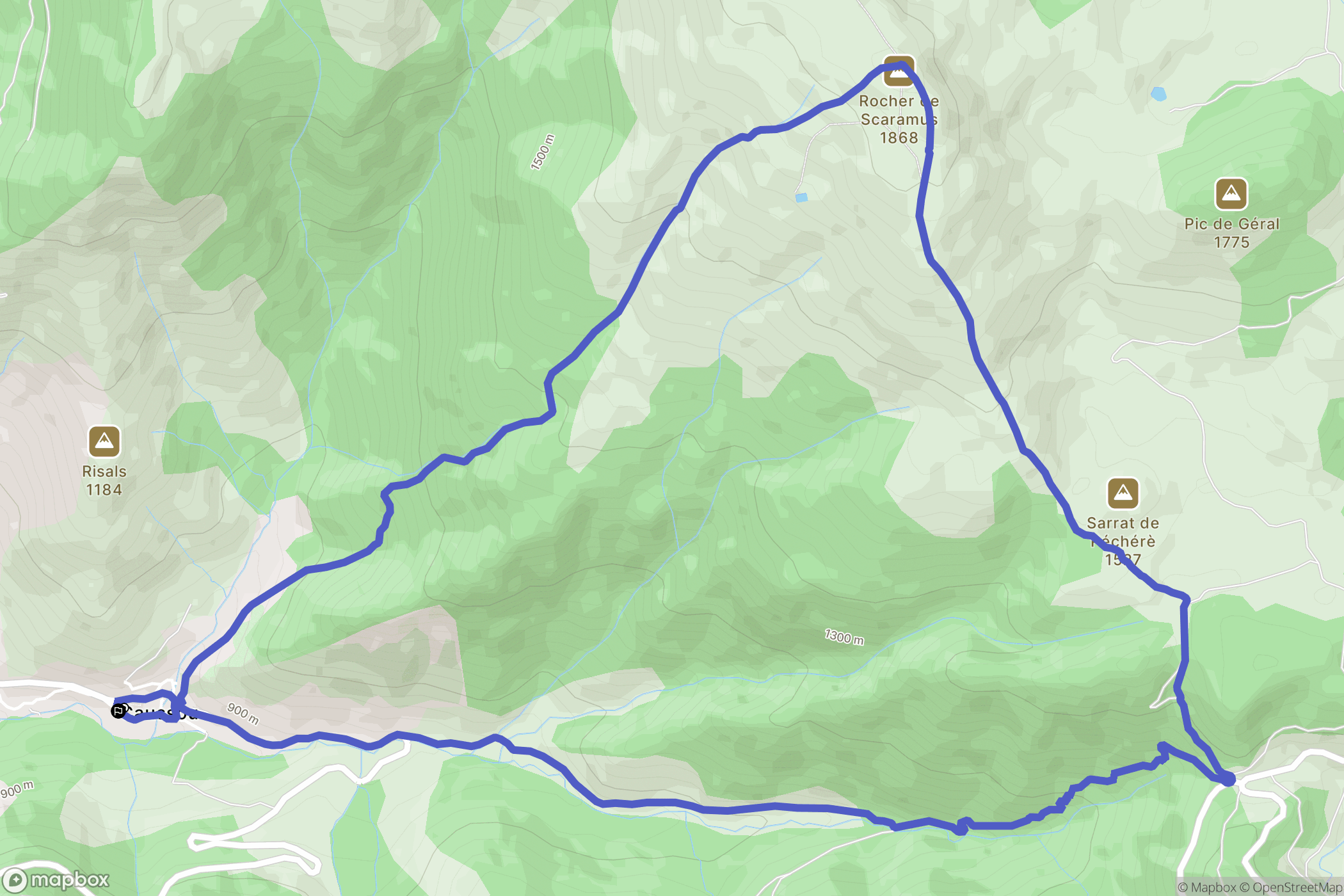 Caussou : carte du parcours de randonnée - France