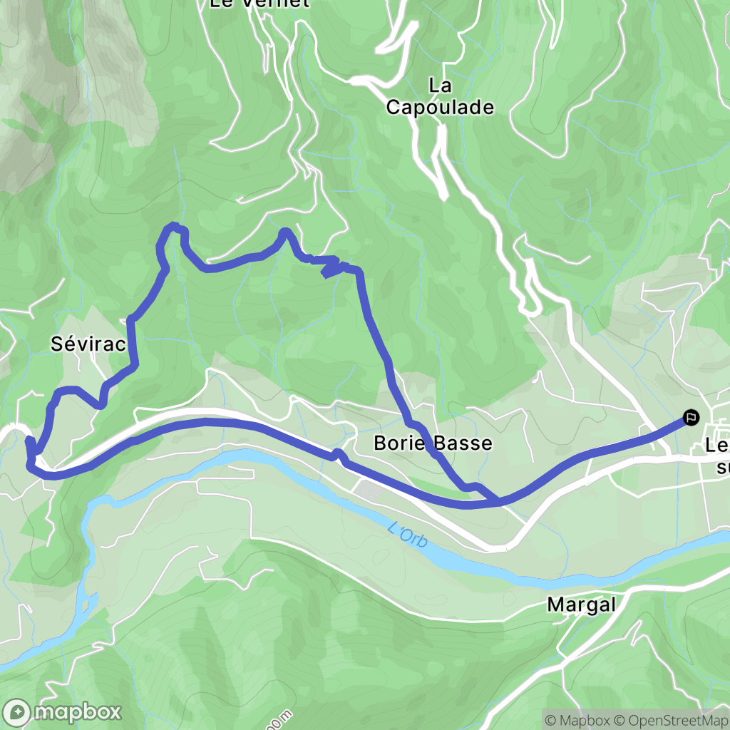 Le Poujol-sur-Orb : carte du parcours de randonnée - France