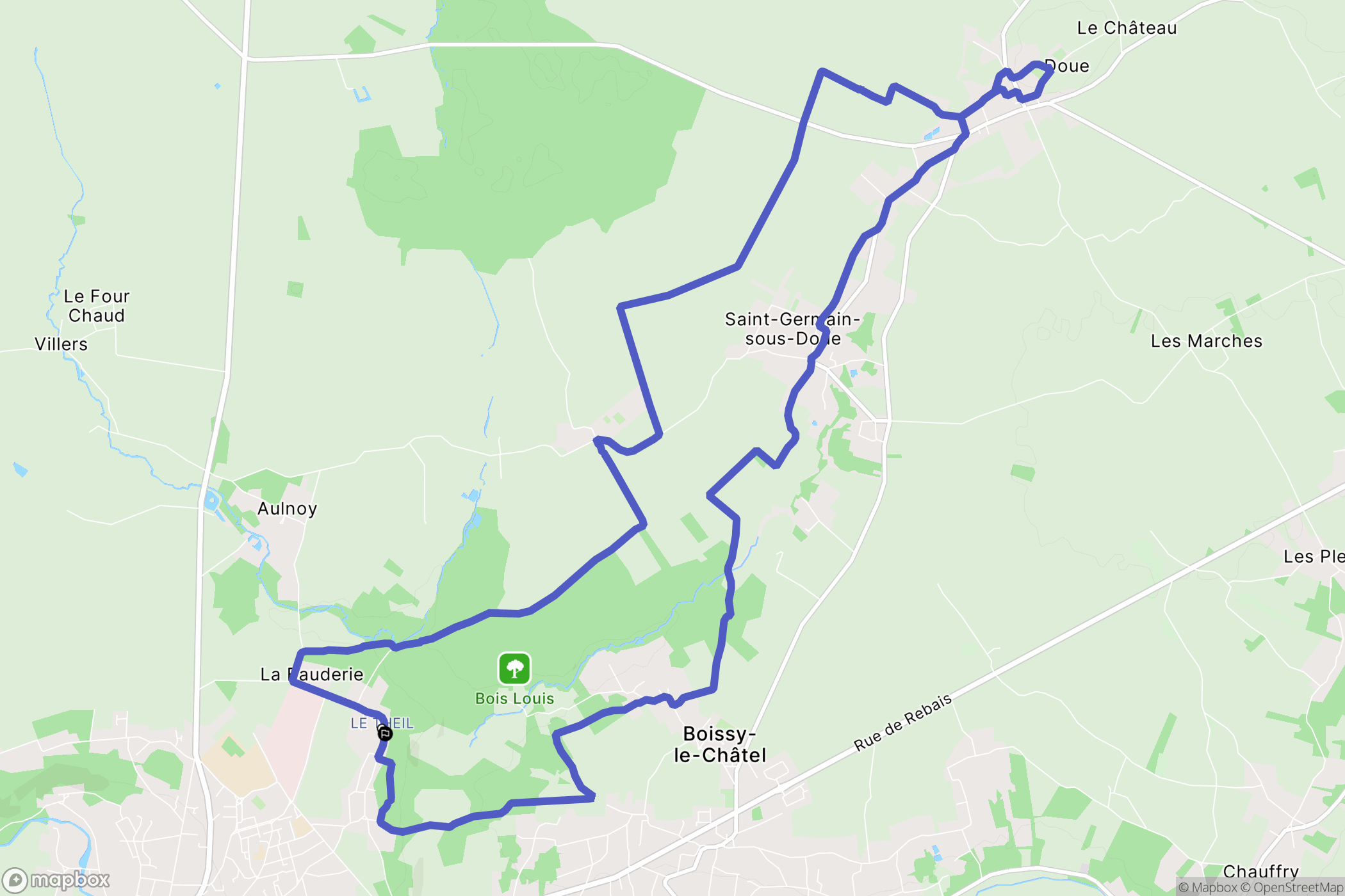 Coulommiers : carte du parcours de randonnée - France