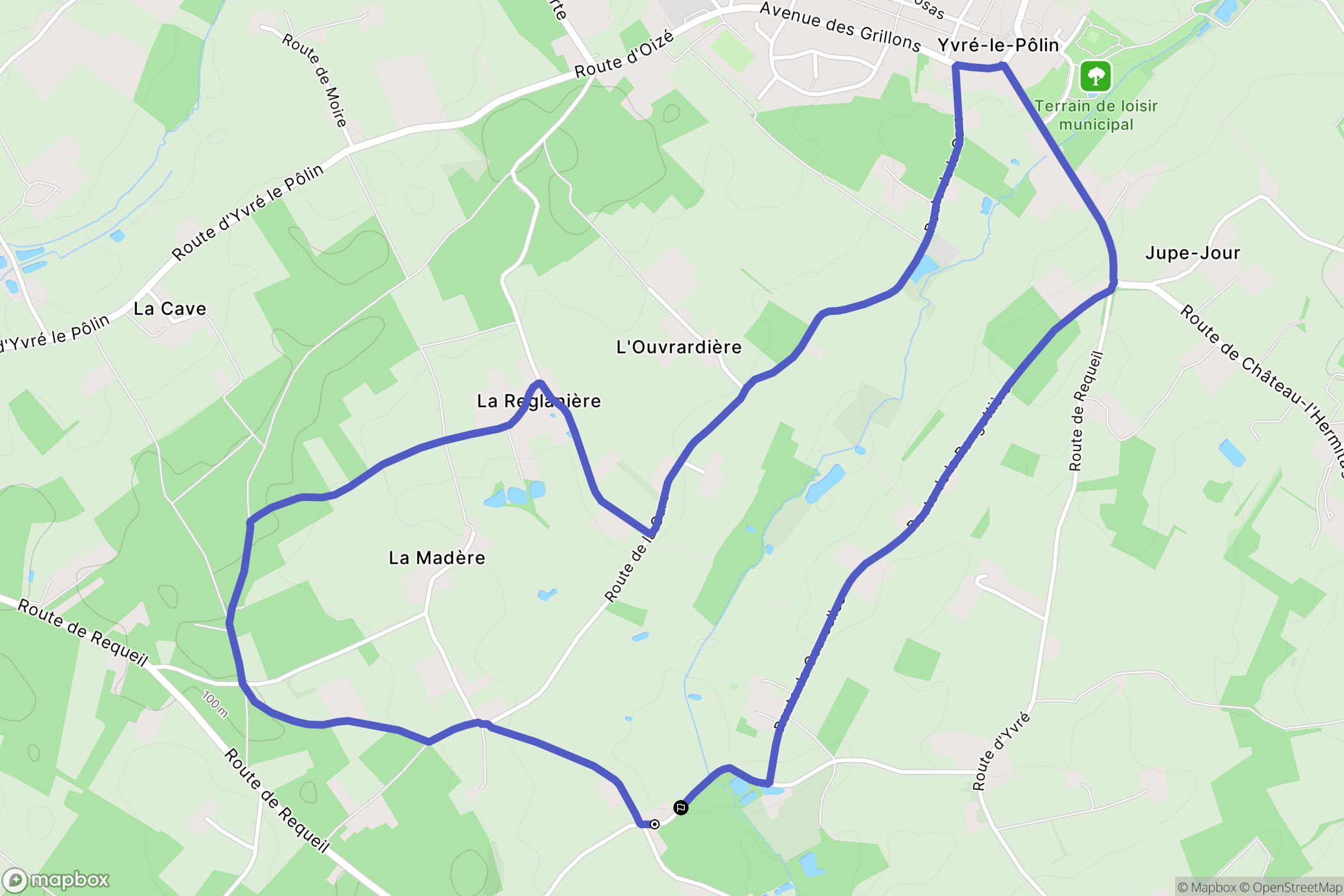 Requeil : carte du parcours de randonnée - France