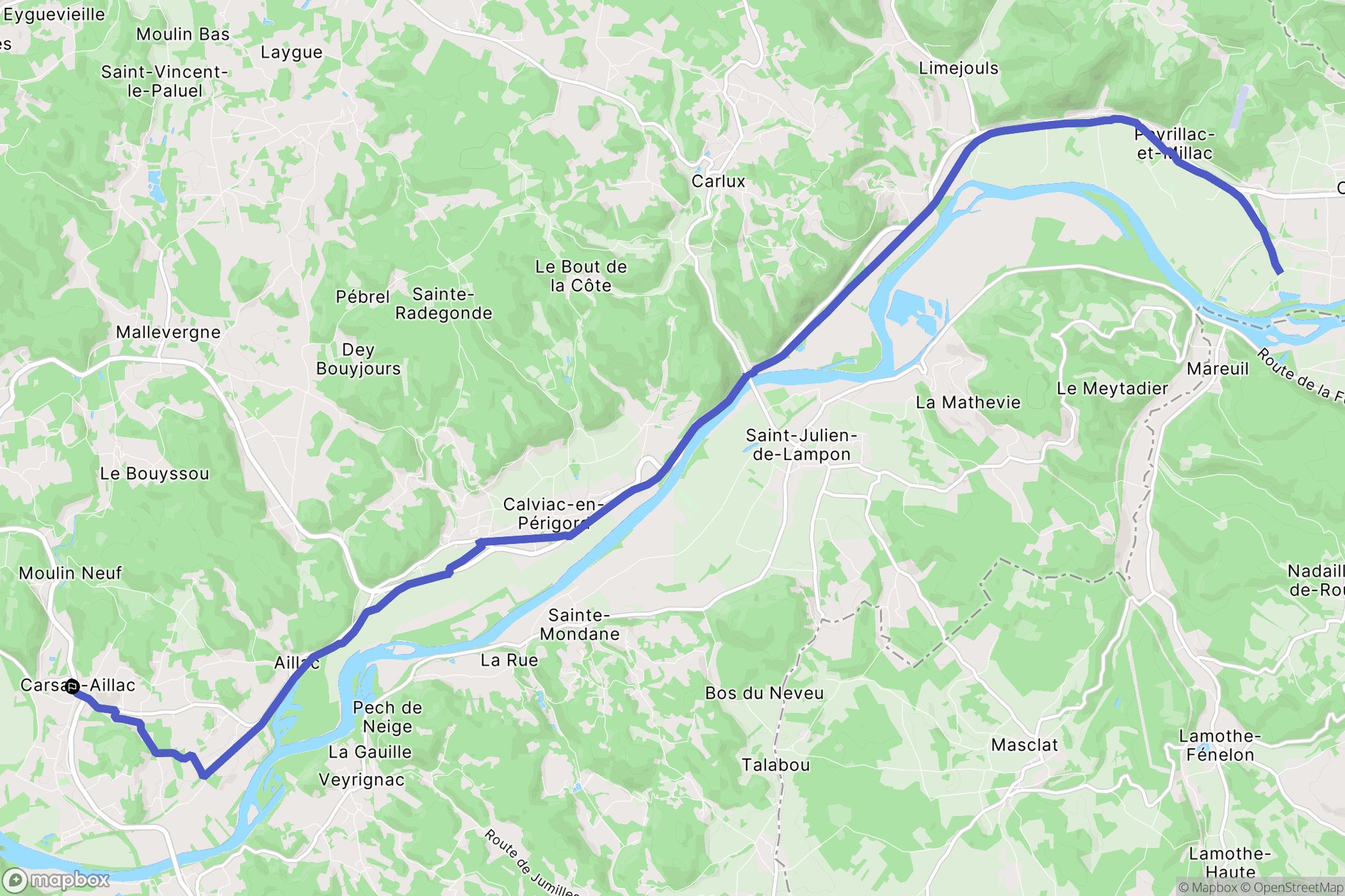 Carsac-Aillac : carte du parcours de randonnée - France