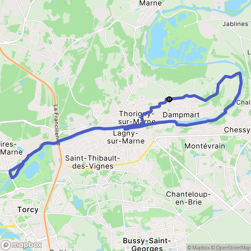 Thorigny-sur-Marne : carte du parcours de randonnée - France