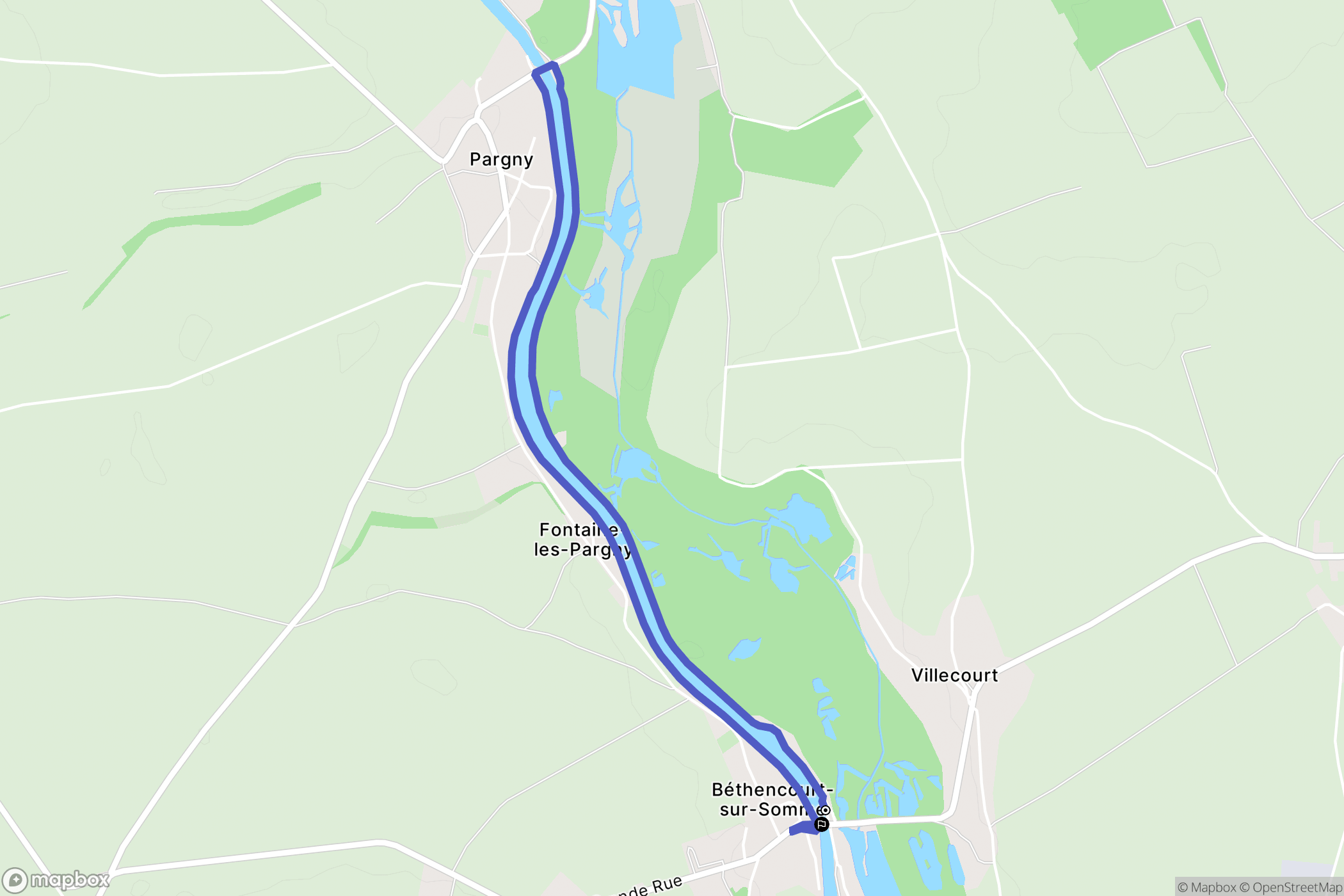 Béthencourt-sur-Somme : carte du parcours de randonnée - France