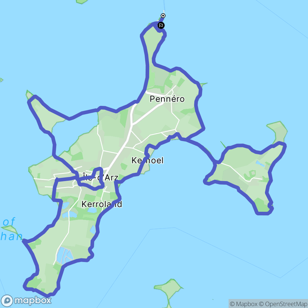 Île-d'Arz : carte du parcours de randonnée - France