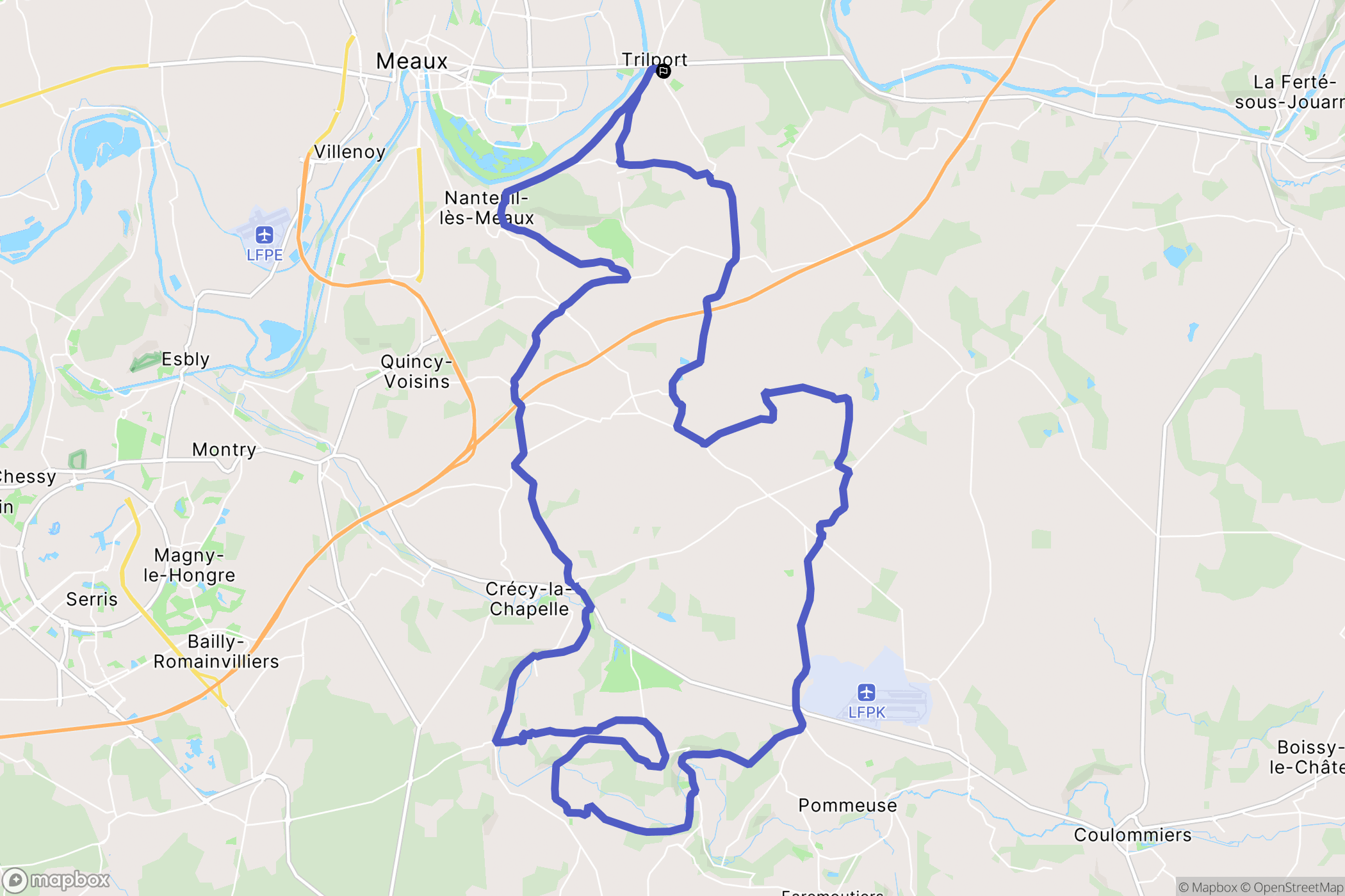 Trilport : carte du parcours de randonnée - France