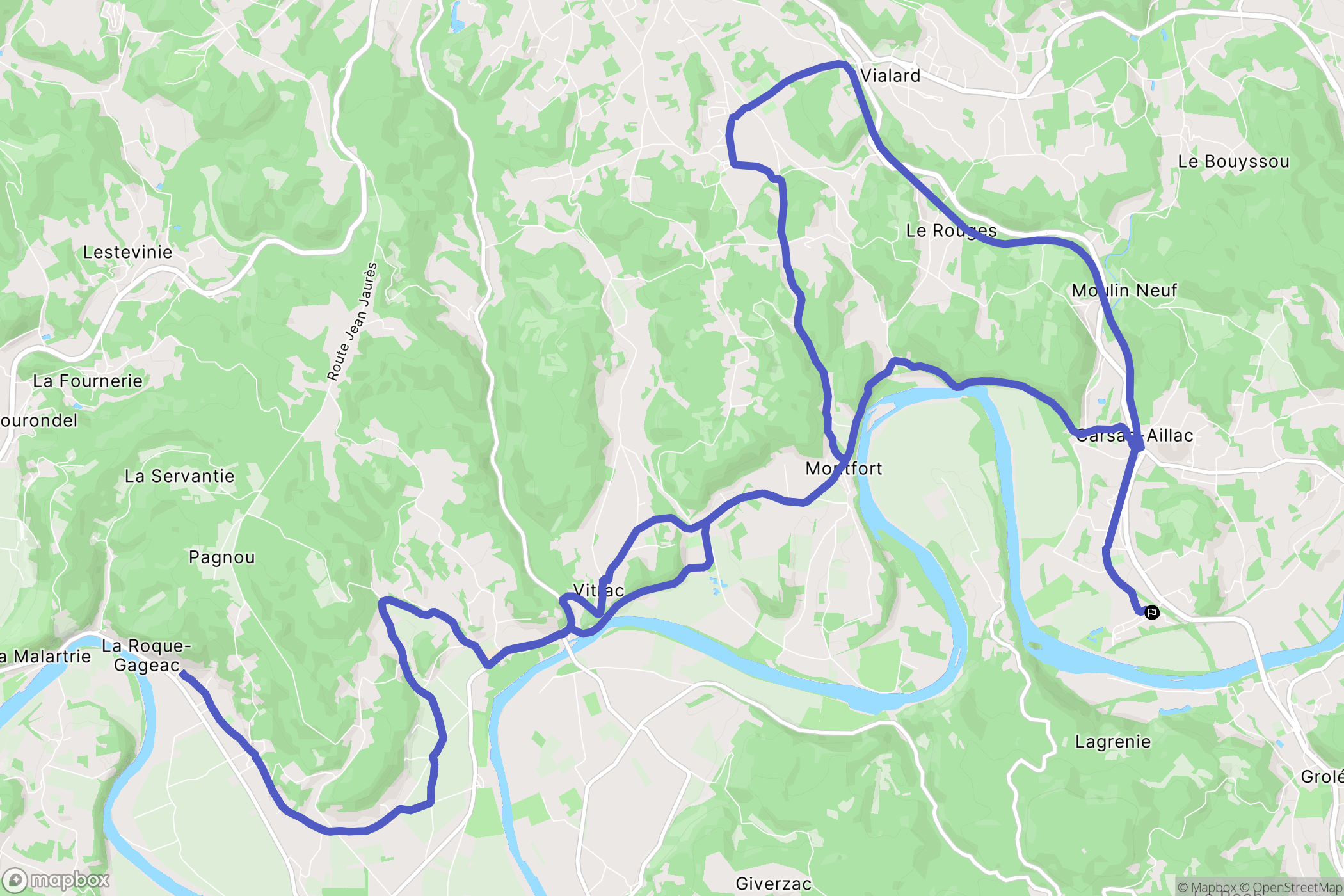 Carsac-Aillac : carte du parcours de randonnée - France