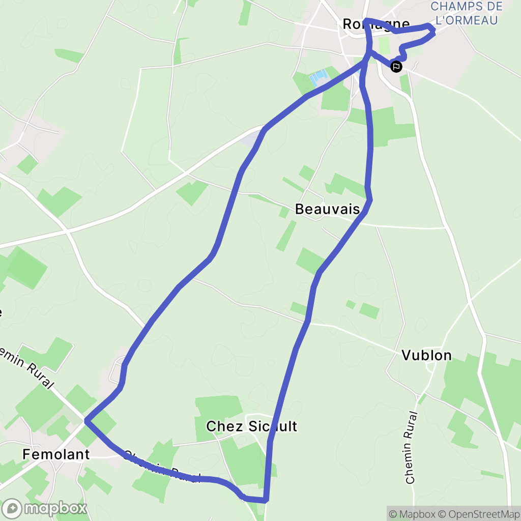 Romagne : carte du parcours de randonnée - France