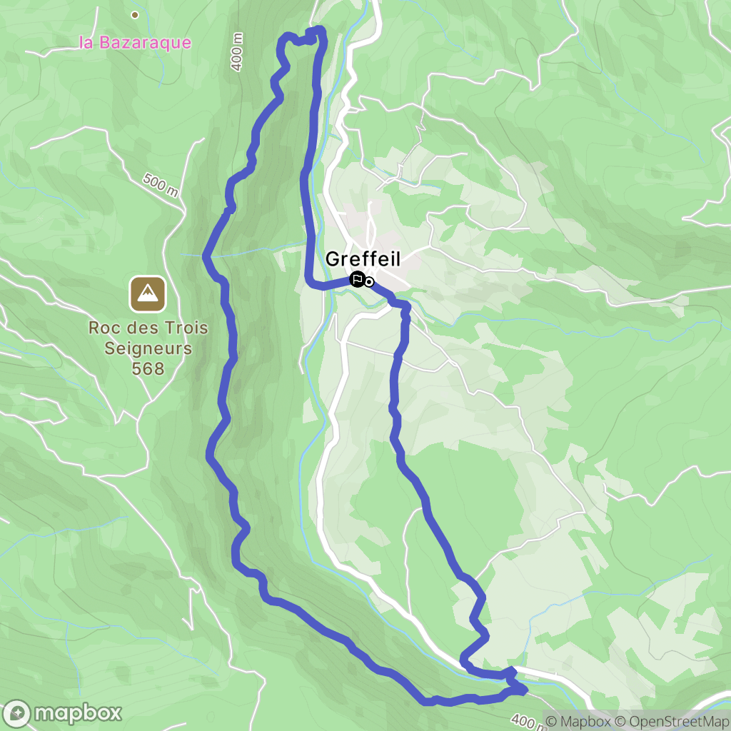 Greffeil : carte du parcours de randonnée - France