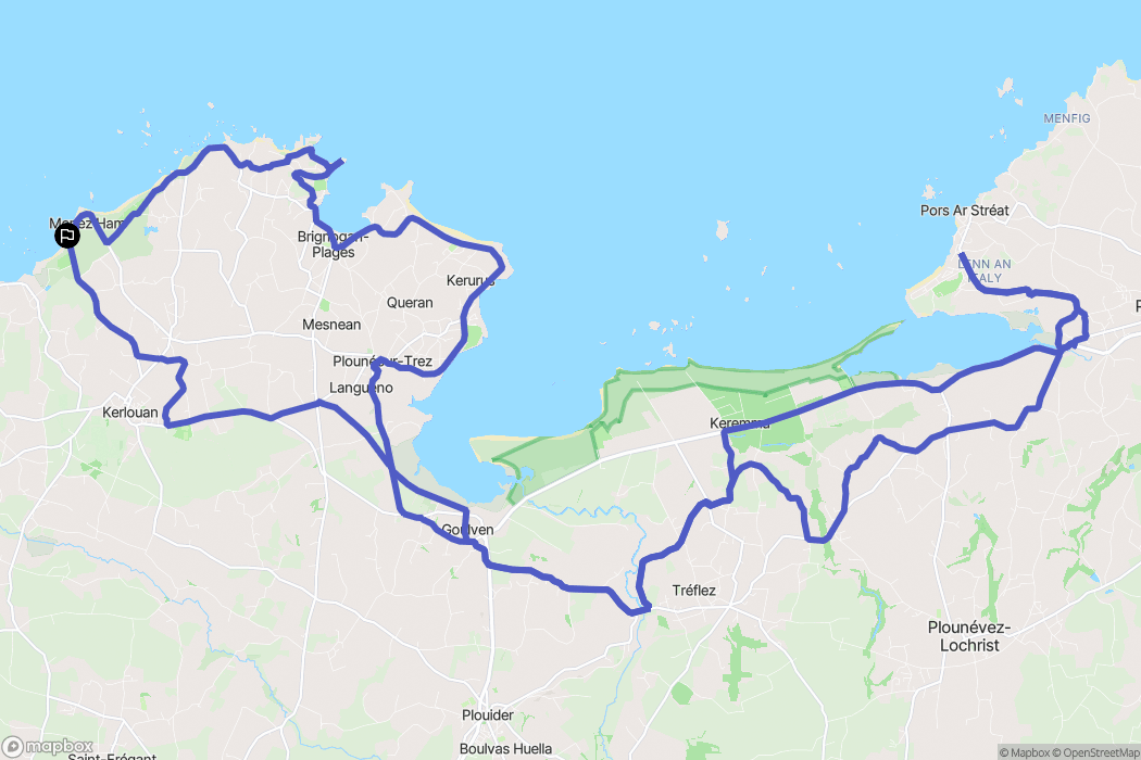 Kerlouan : carte du parcours de randonnée - France