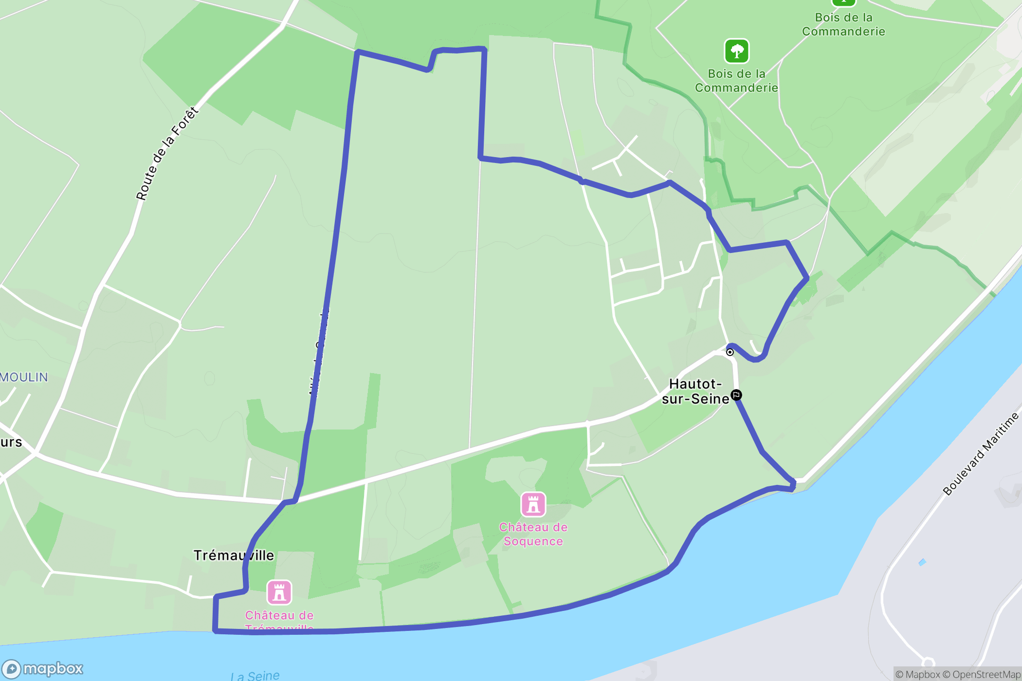 Hautot-sur-Seine : carte du parcours de randonnée - France
