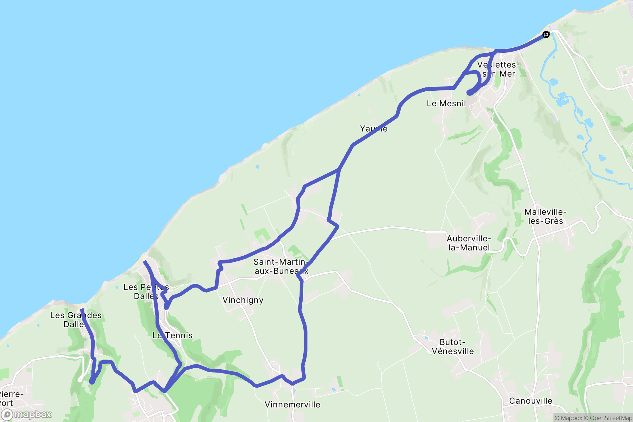 Veulettes-sur-Mer : carte du parcours de randonnée - France