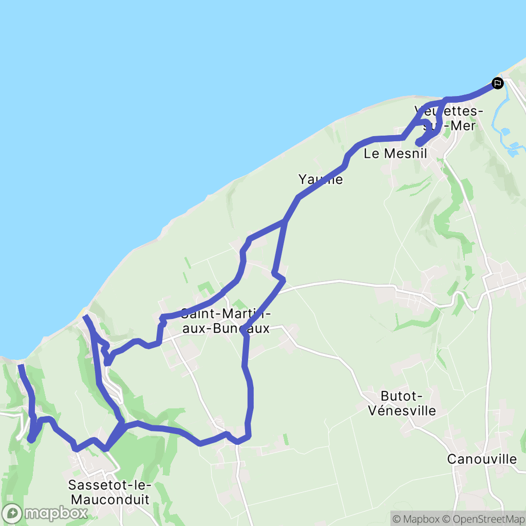 Veulettes-sur-Mer : carte du parcours de randonnée - France