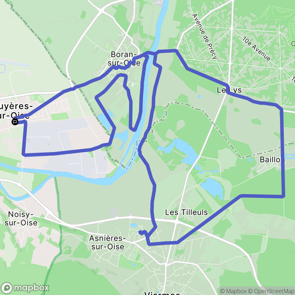 Bruyères-sur-Oise : carte du parcours de randonnée - France