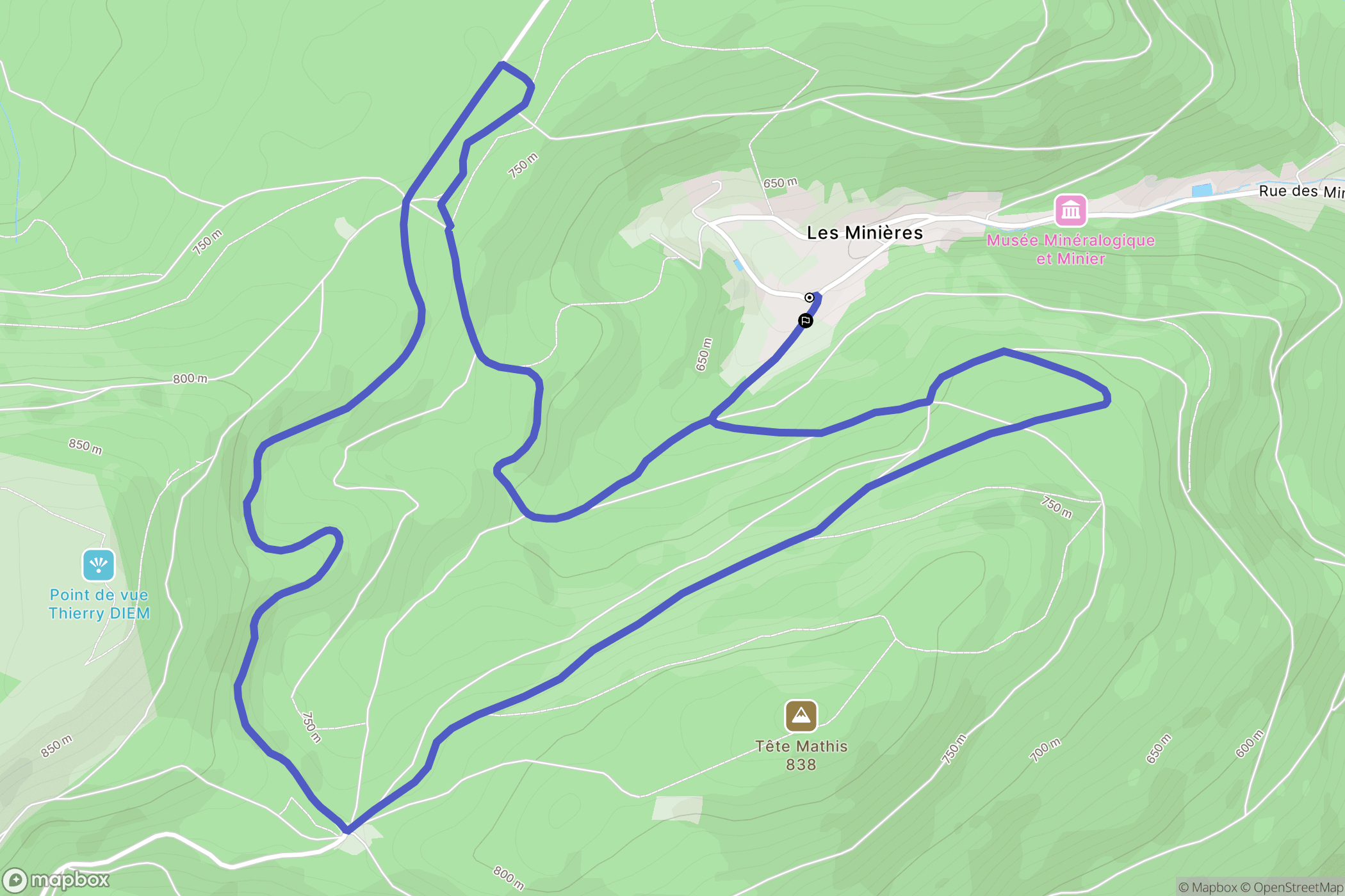 Grandfontaine : carte du parcours de randonnée - France