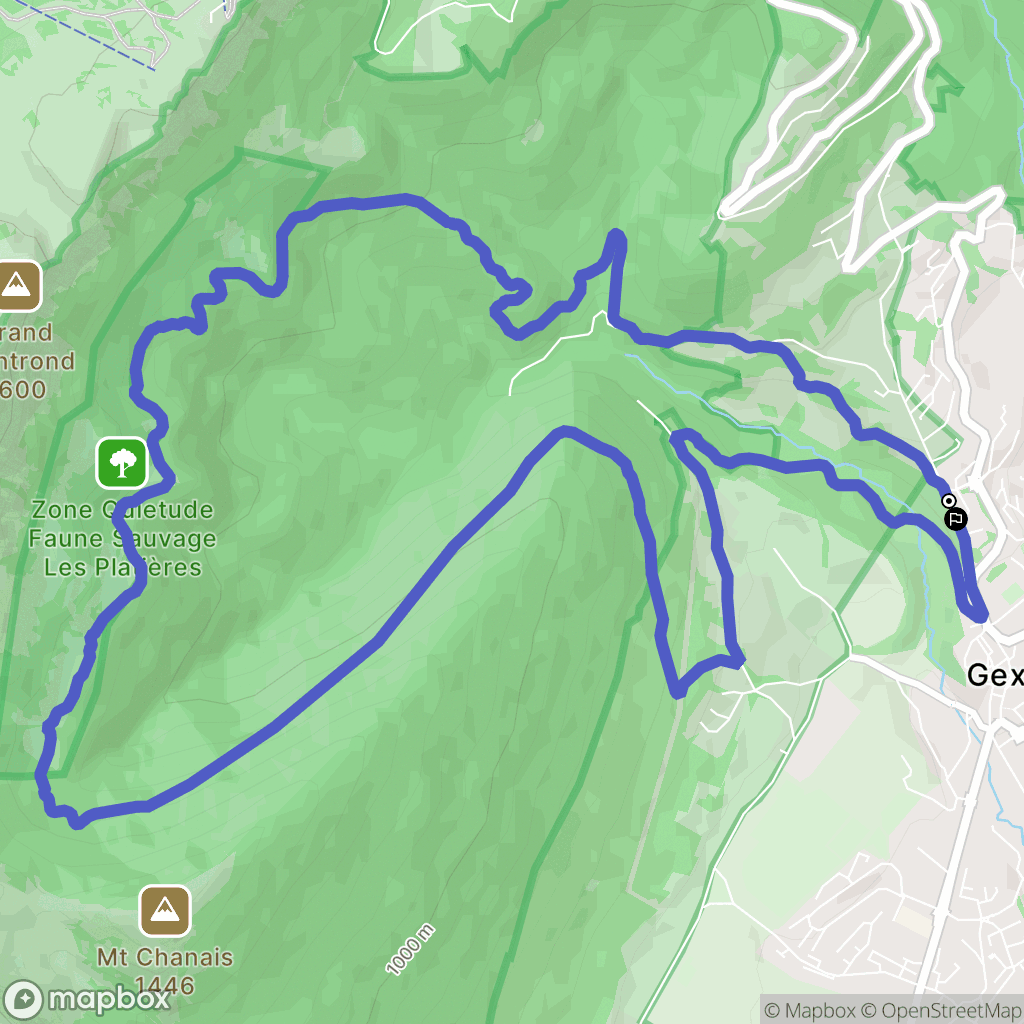 Gex : carte du parcours de randonnée - France
