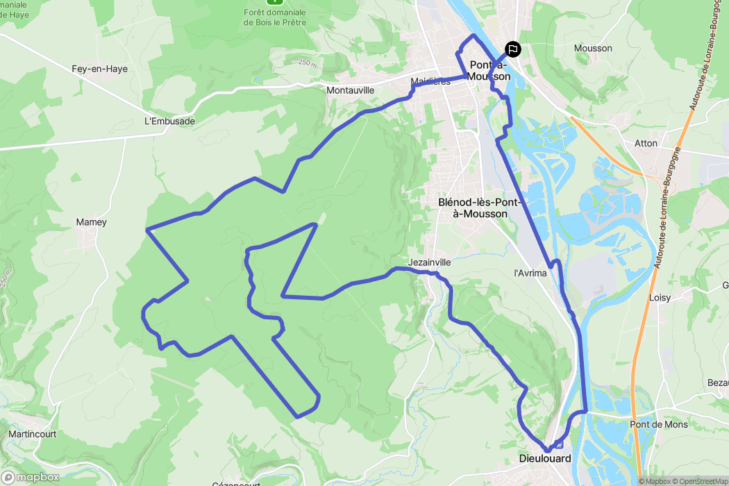 Pont-à-Mousson : carte du parcours de randonnée - France