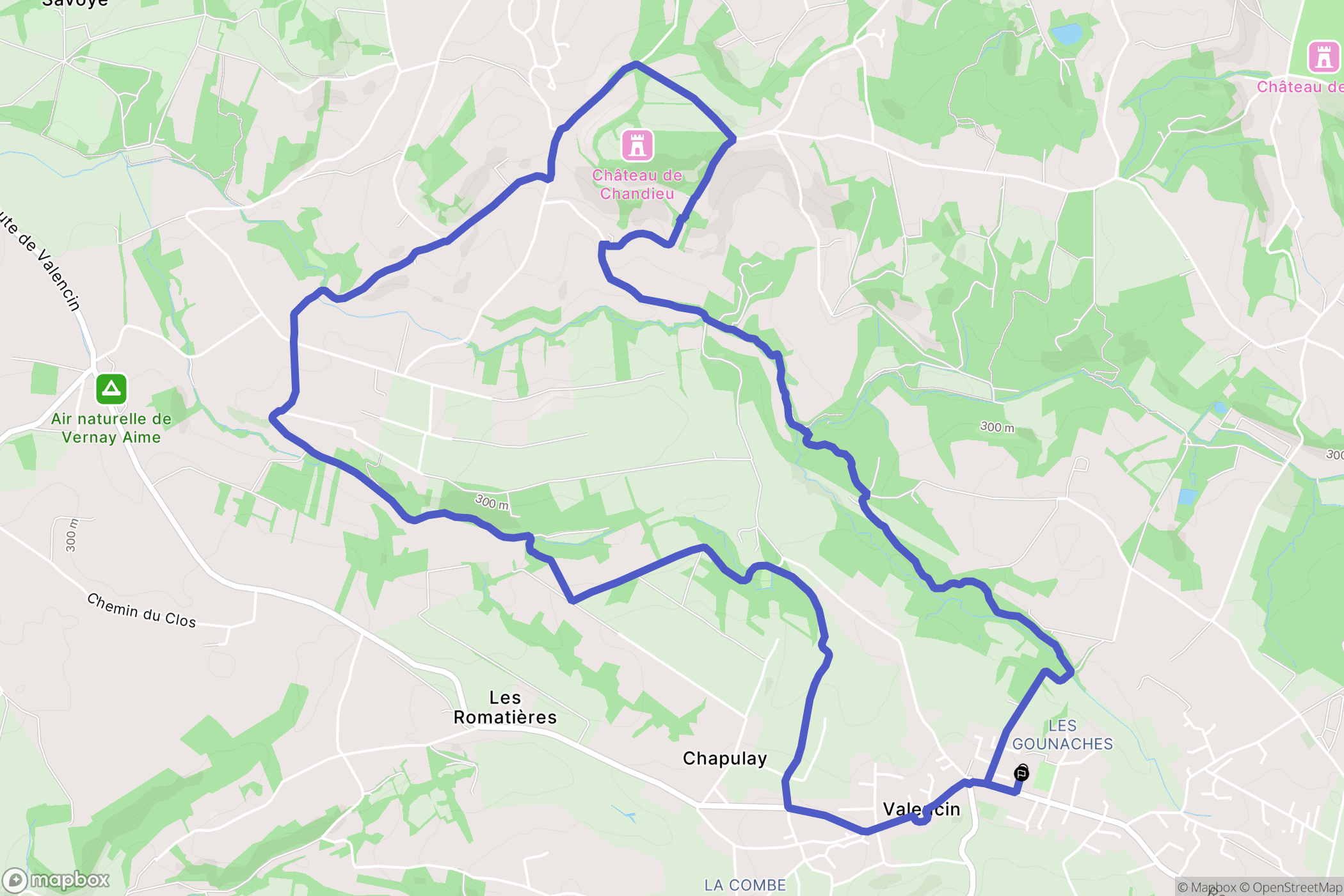 Valencin : carte du parcours de randonnée - France