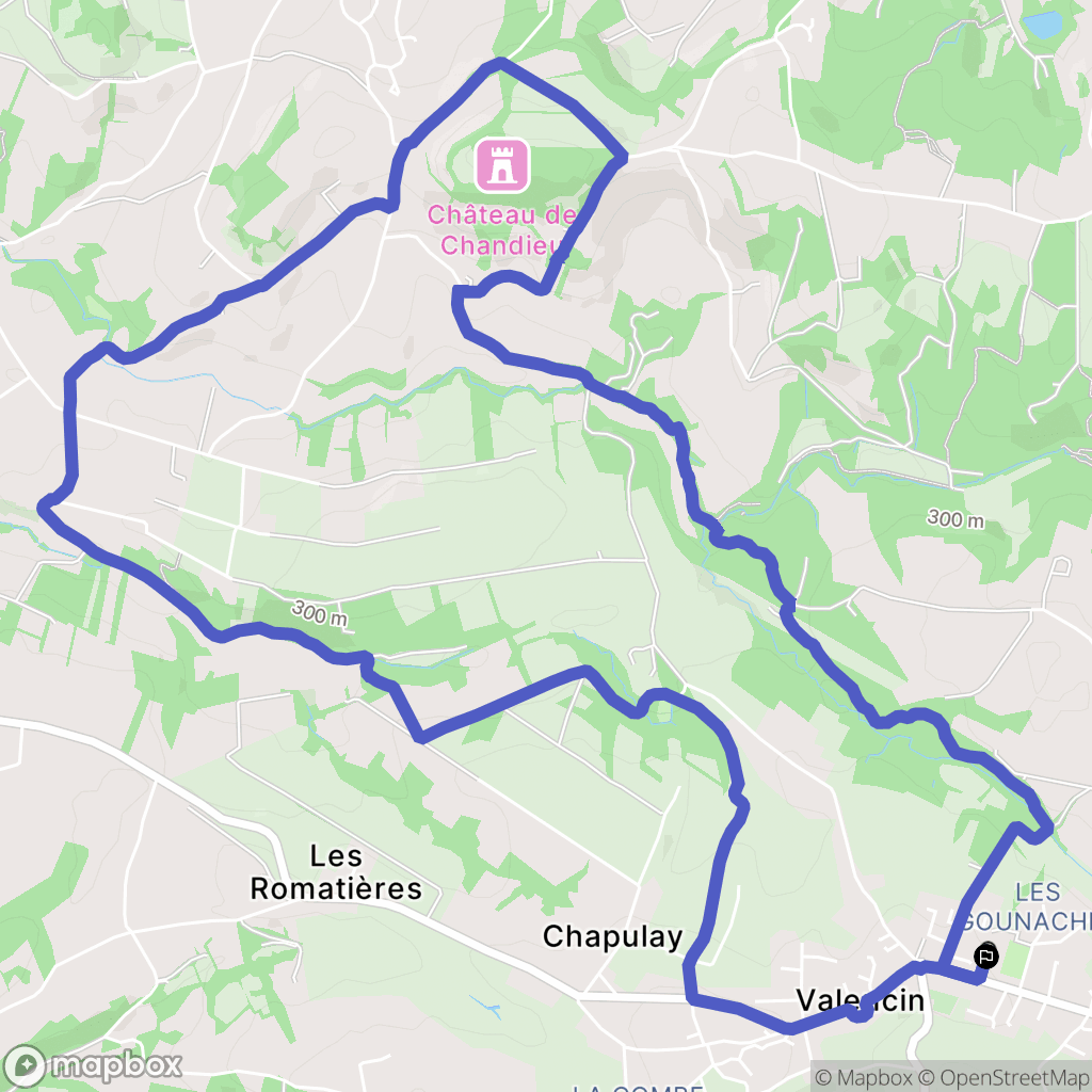 Valencin : carte du parcours de randonnée - France