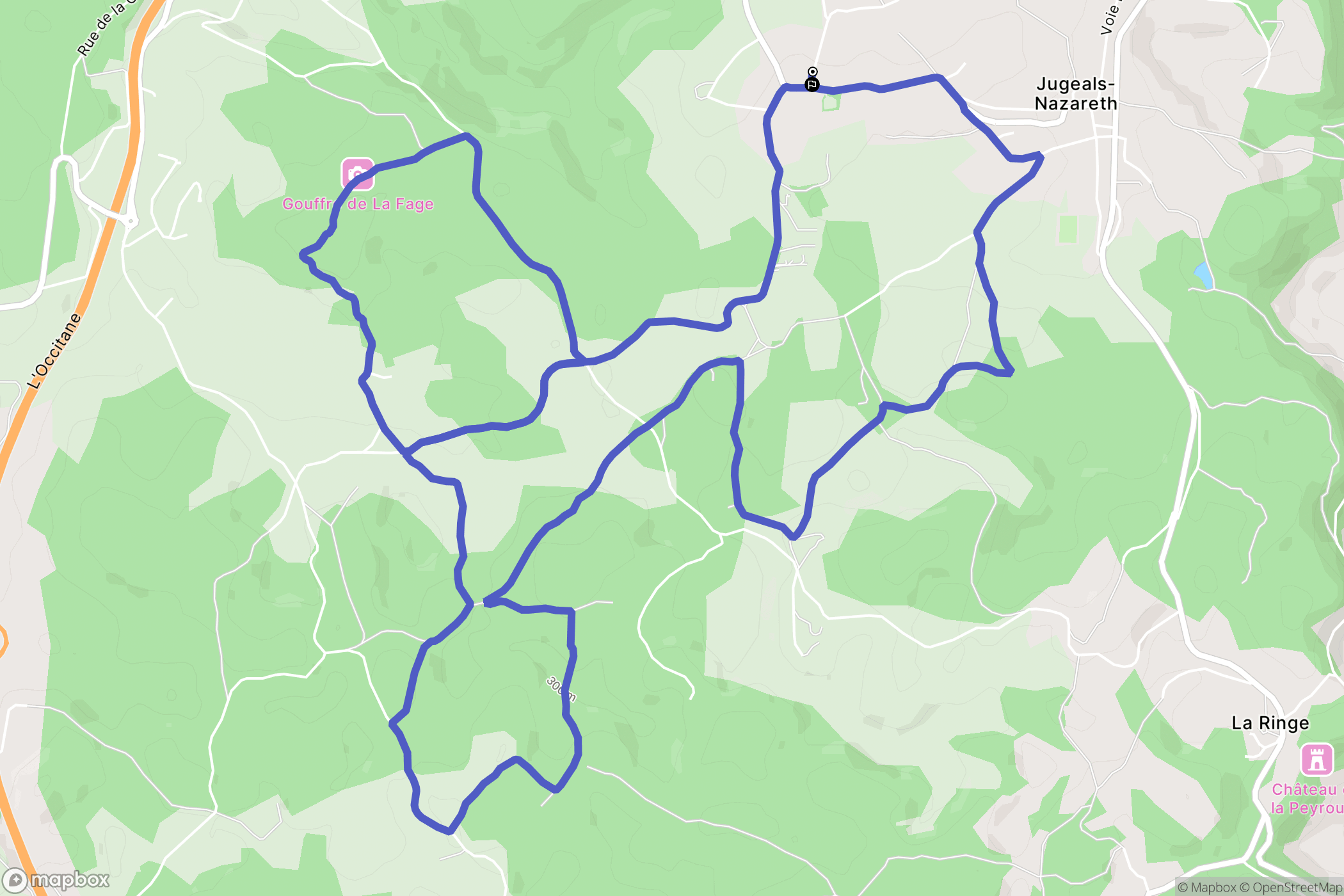Jugeals-Nazareth : carte du parcours de randonnée - France