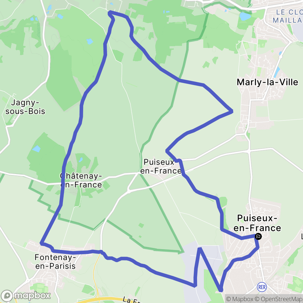Puiseux-en-France : carte du parcours de randonnée - France
