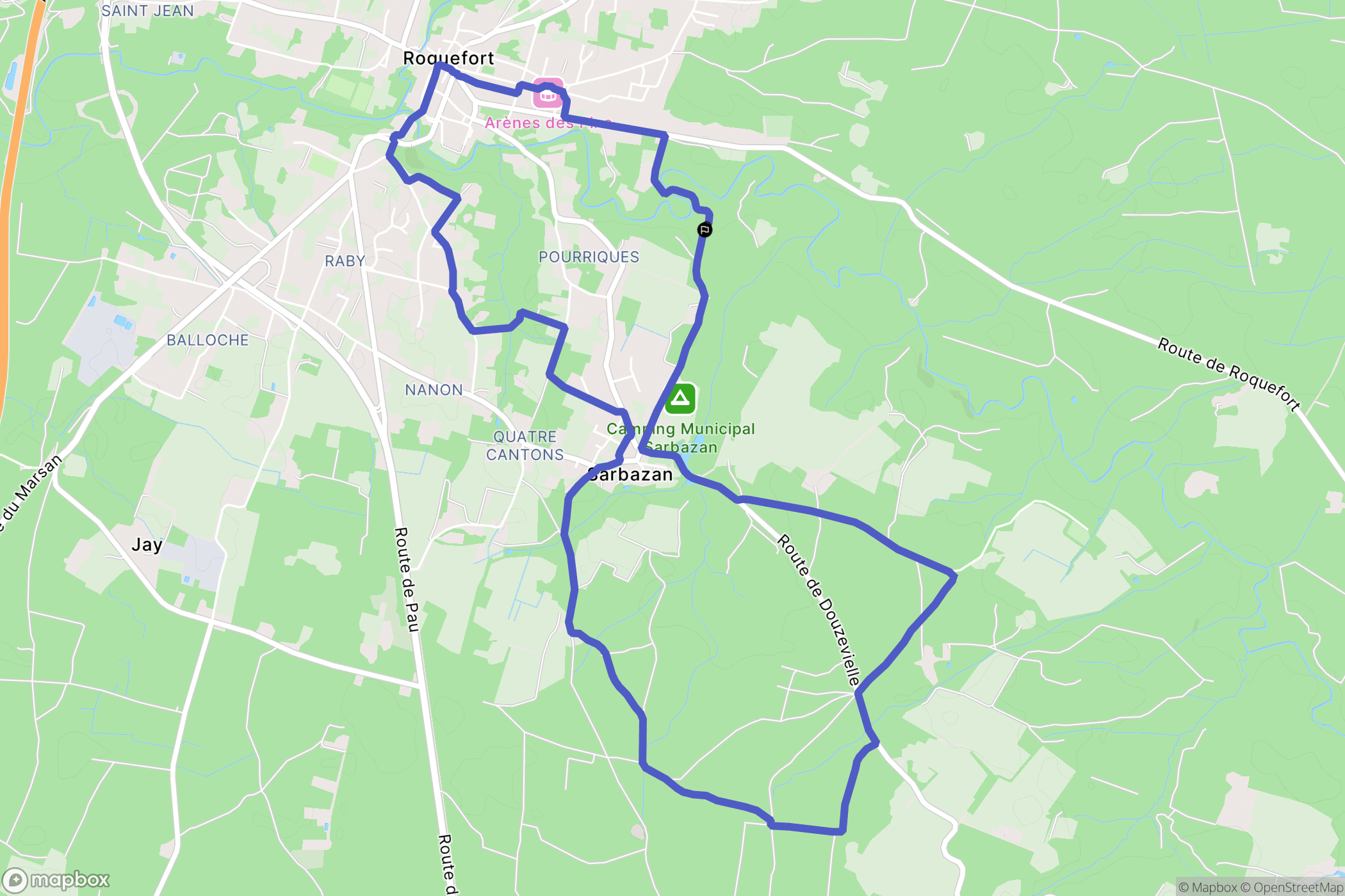 Sarbazan : carte du parcours de randonnée - France