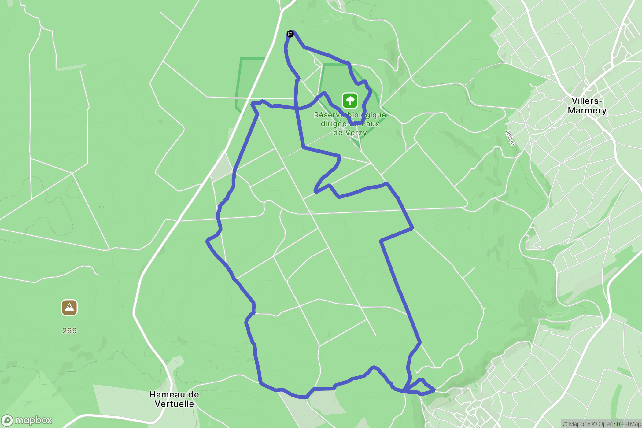 Verzy : carte du parcours de randonnée - France