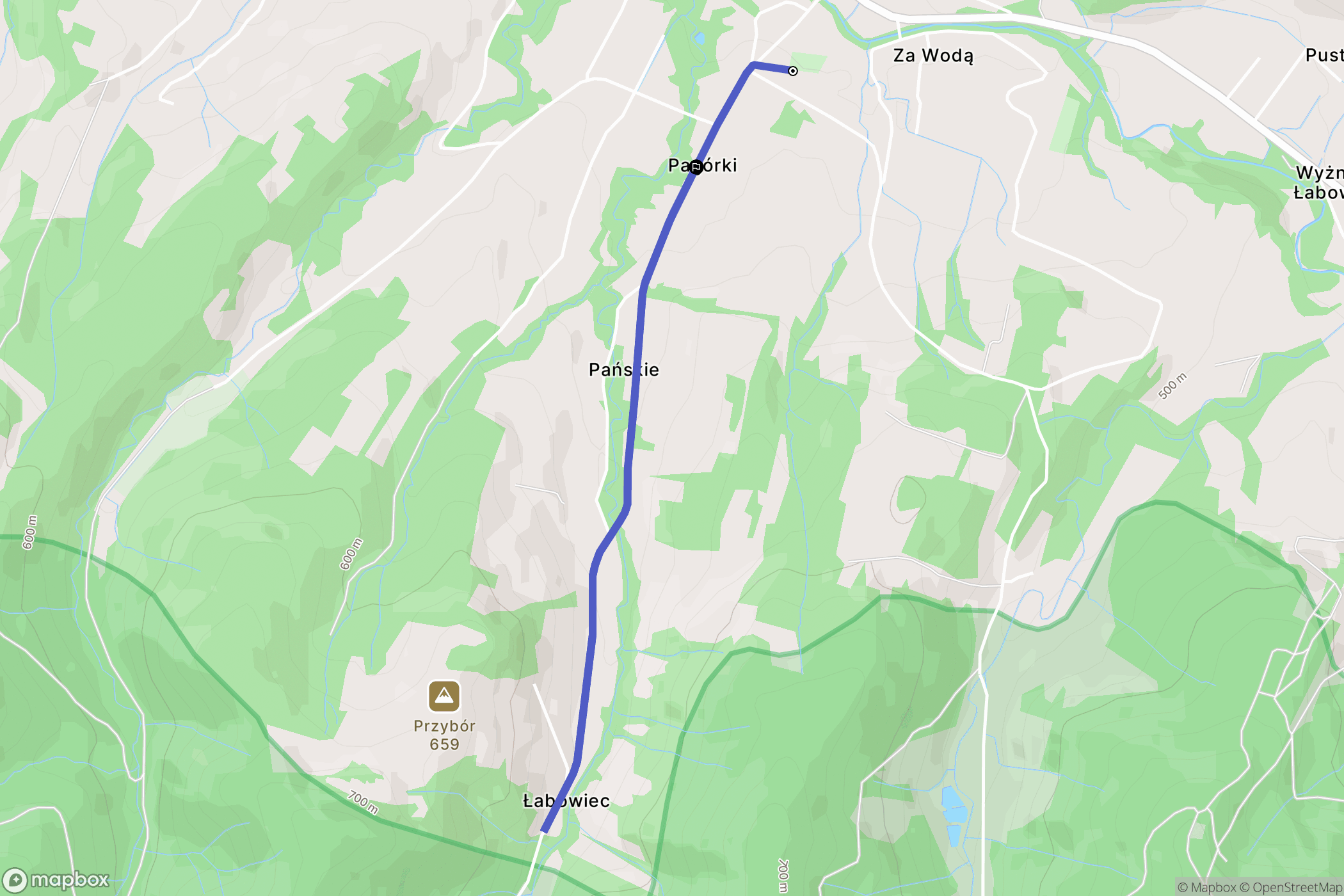 Łabowa: mapa trasy - Poland
