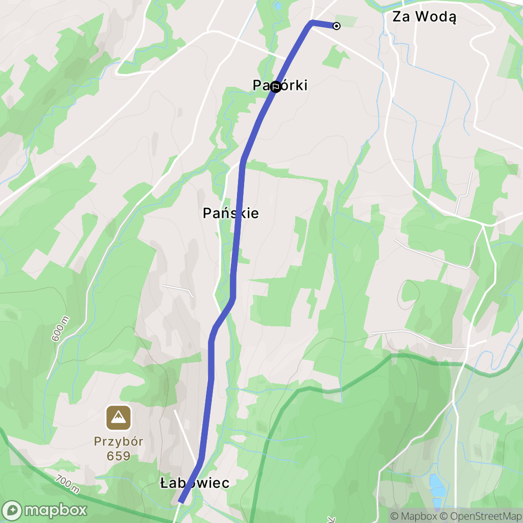 Łabowa: mapa trasy - Poland