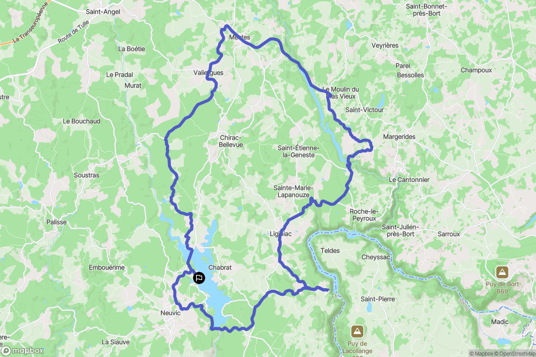 Neuvic : carte du parcours de randonnée - France