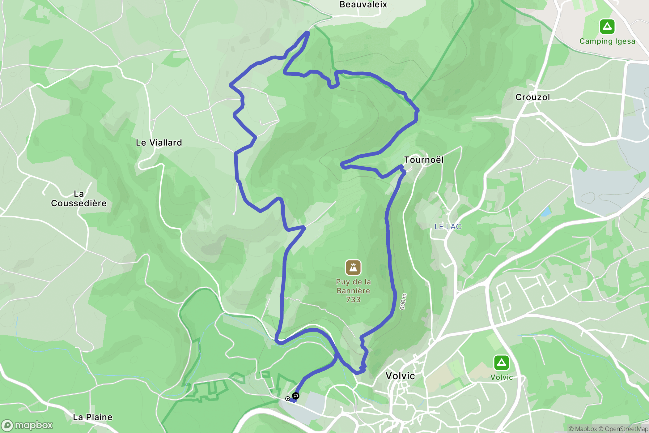 Volvic : carte du parcours de randonnée - France